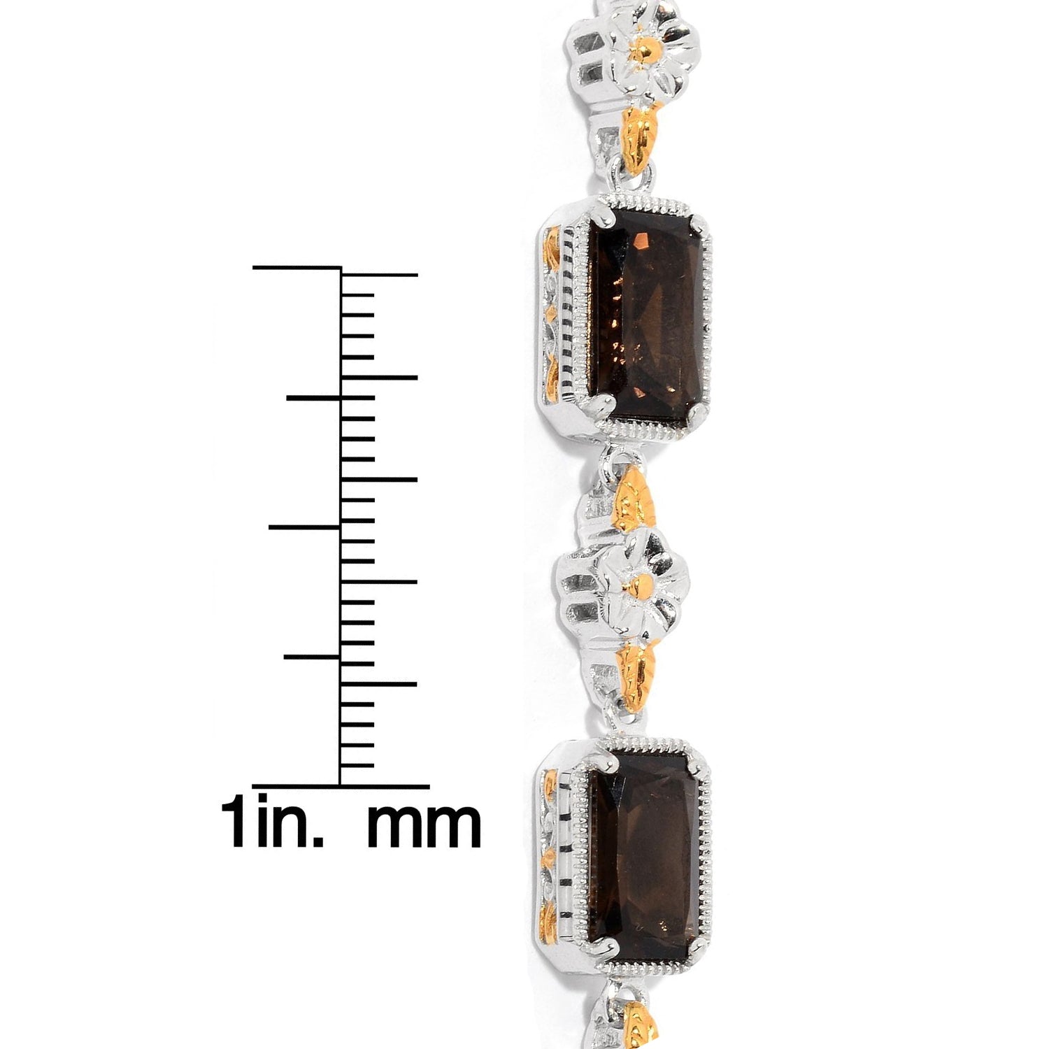 Gems en Vogue Smoky Quartz Sculpted Flower Toggle Bracelet