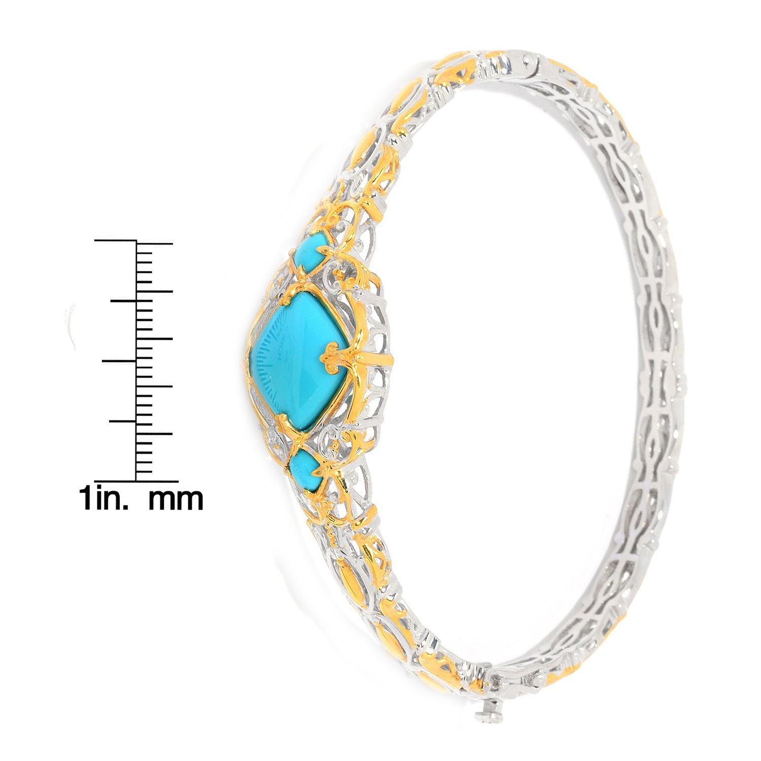Gems en Vogue Sleeping Beauty Turquoise Three-Stone Bangle Bracelet