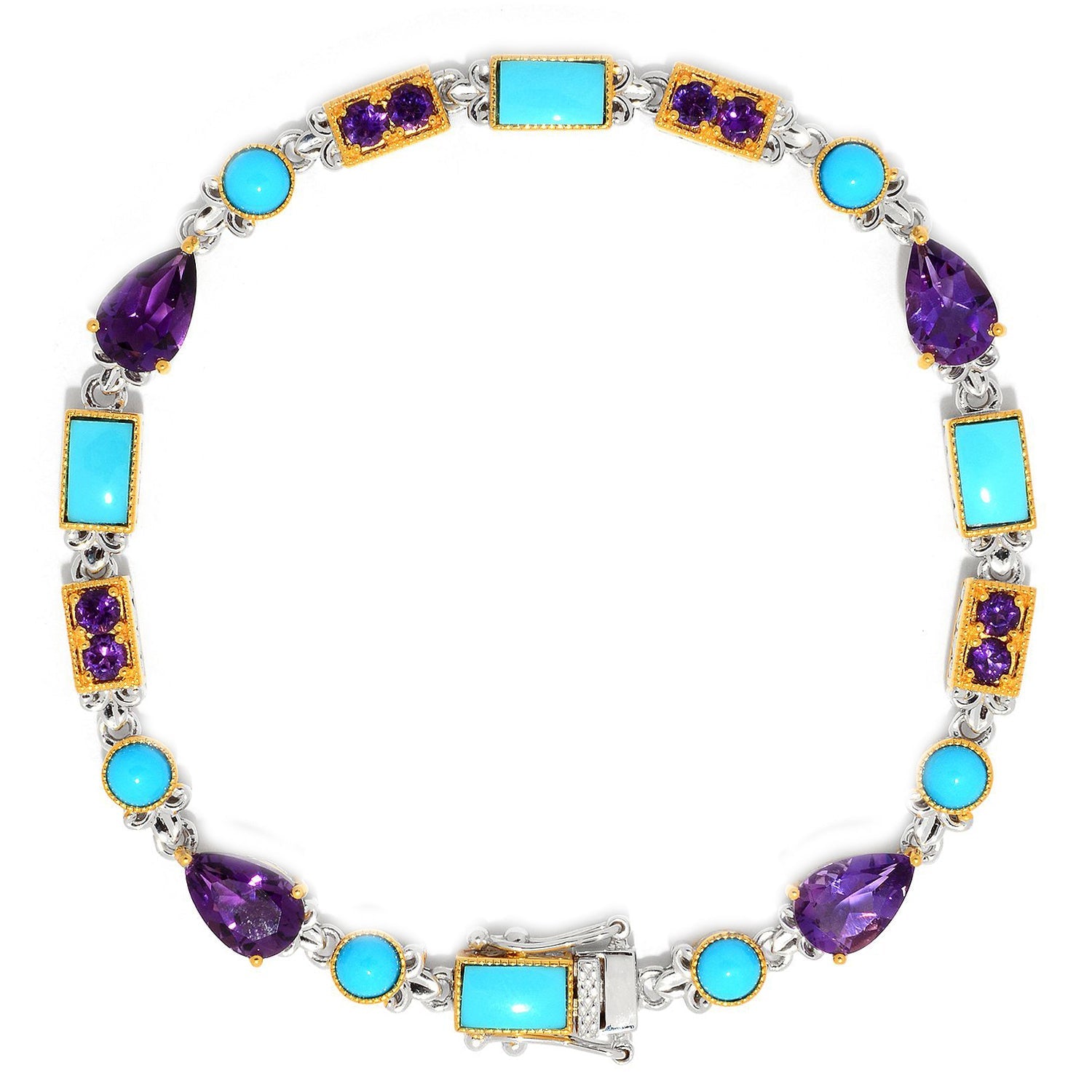 Gems en Vogue Sleeping Beauty Turquoise & African Amethyst Line Bracelet