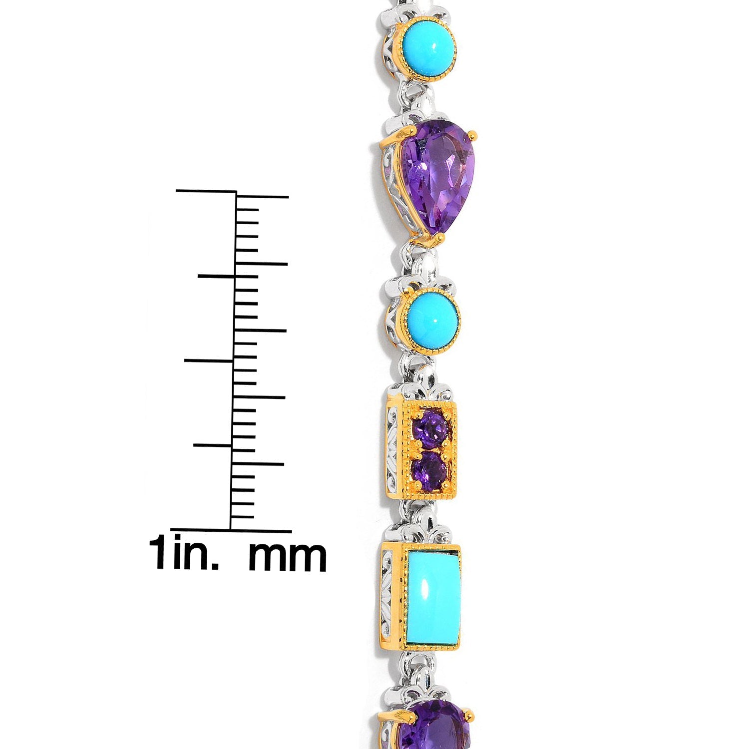 Gems en Vogue Sleeping Beauty Turquoise & African Amethyst Line Bracelet