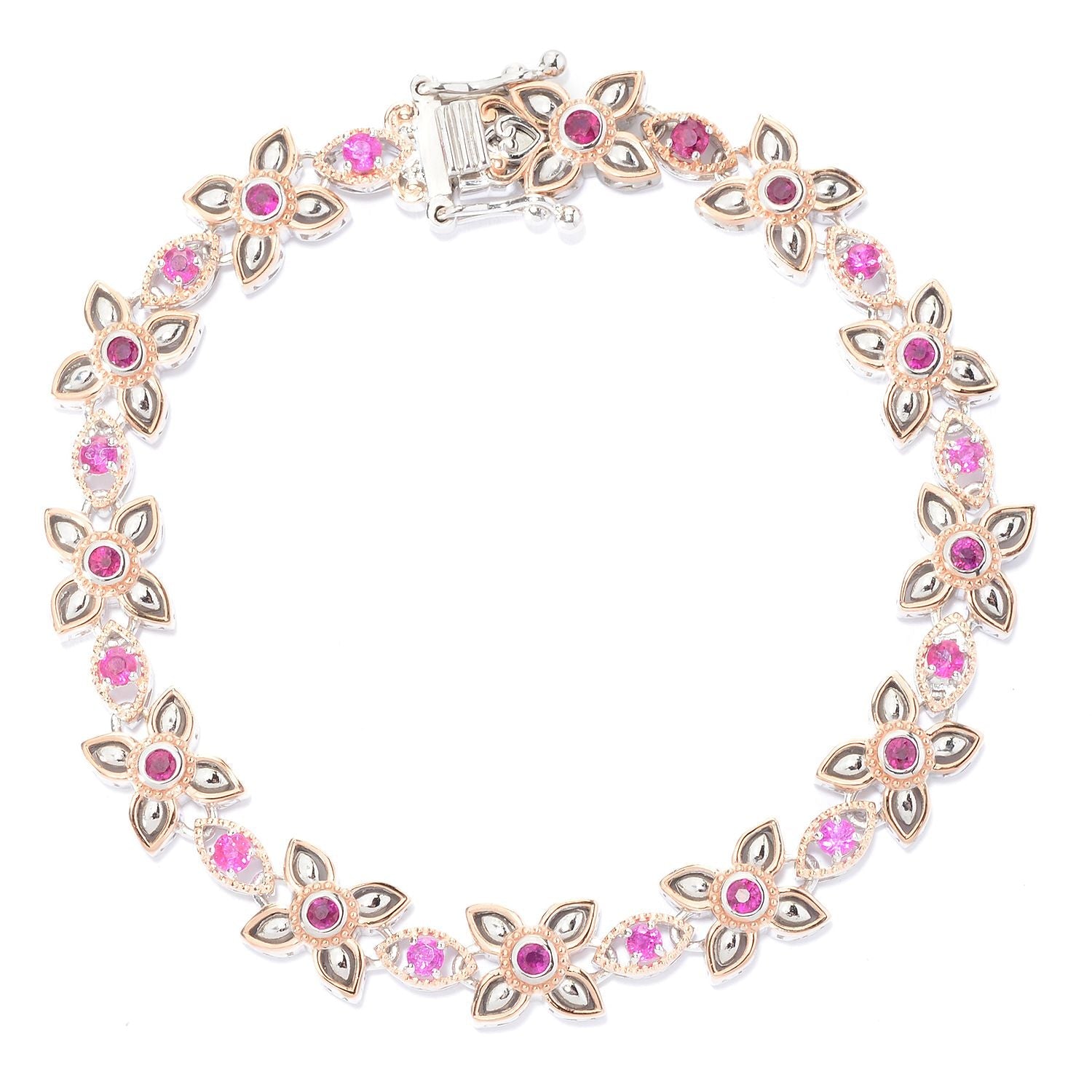 Pink Sapphire Flower Bracelet