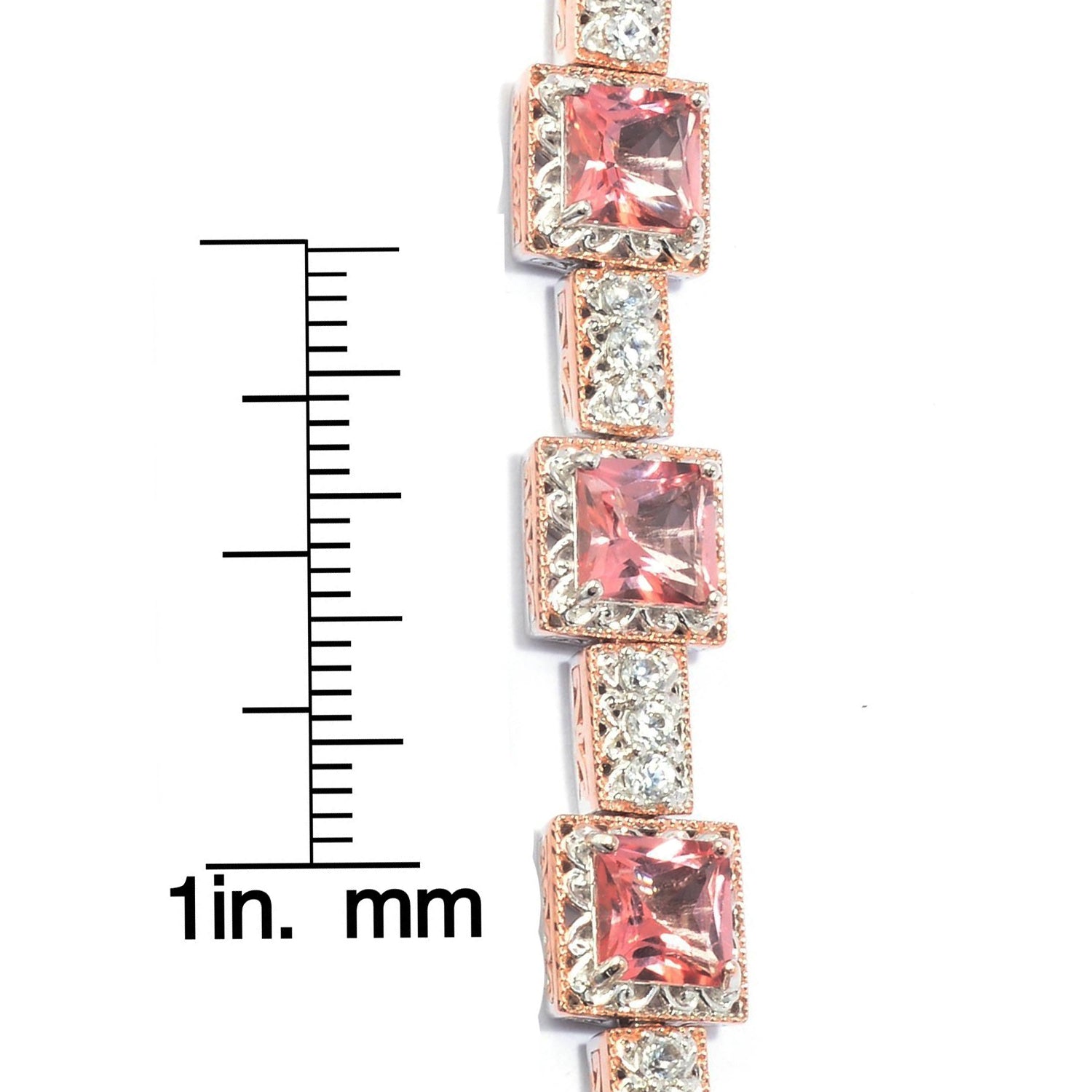 Gems en Vogue Choice of Length Morganite Color Topaz & White Zircon Line Bracelet
