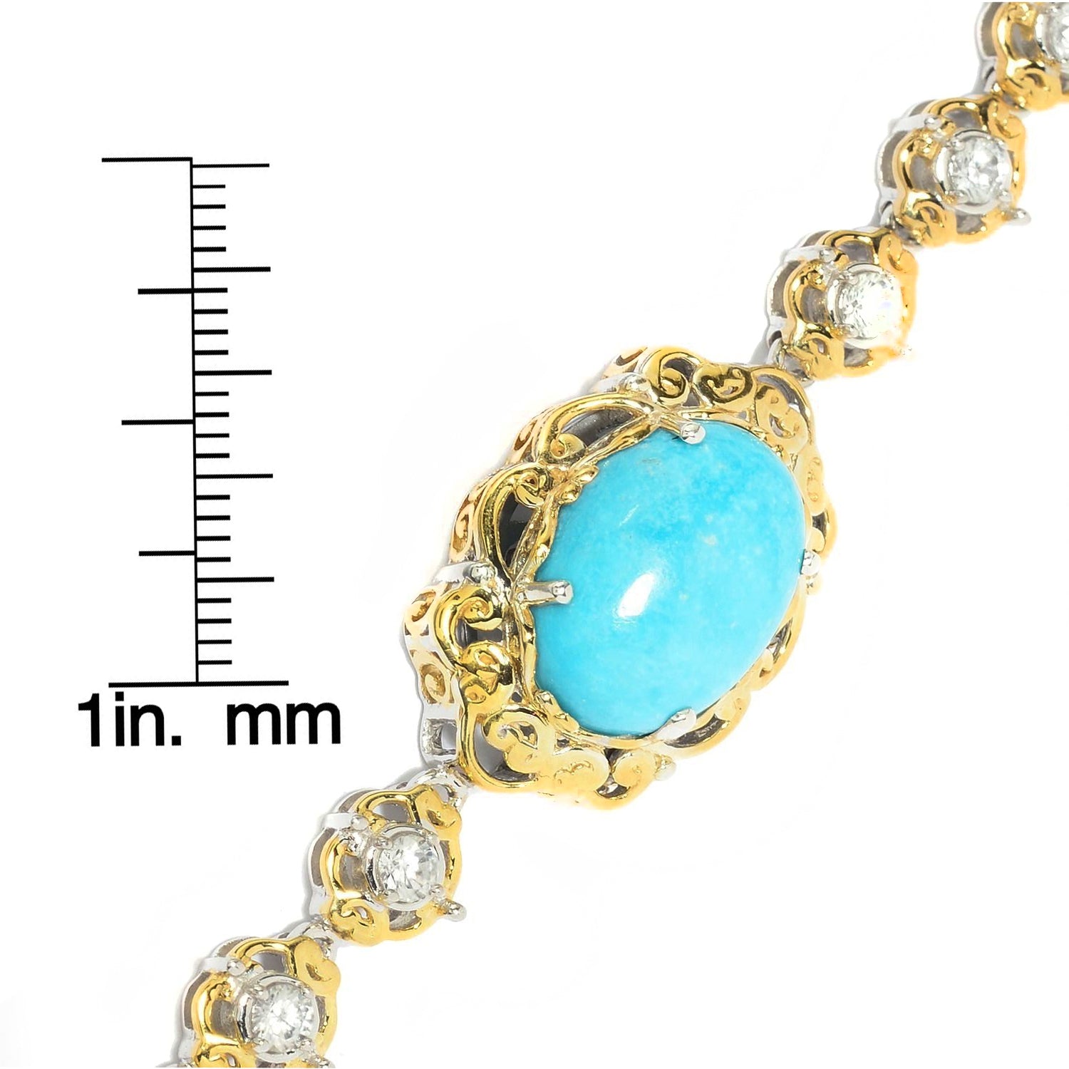 Gems en Vogue Kingman Turquoise & White Zircon Line Bracelet