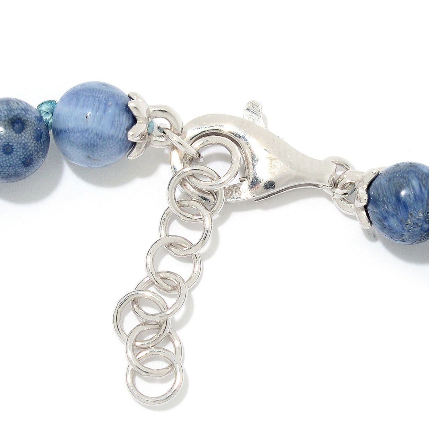 Gems en Vogue Kaolin Turquoise & Blue Coral Beaded Hamsa Bracelet