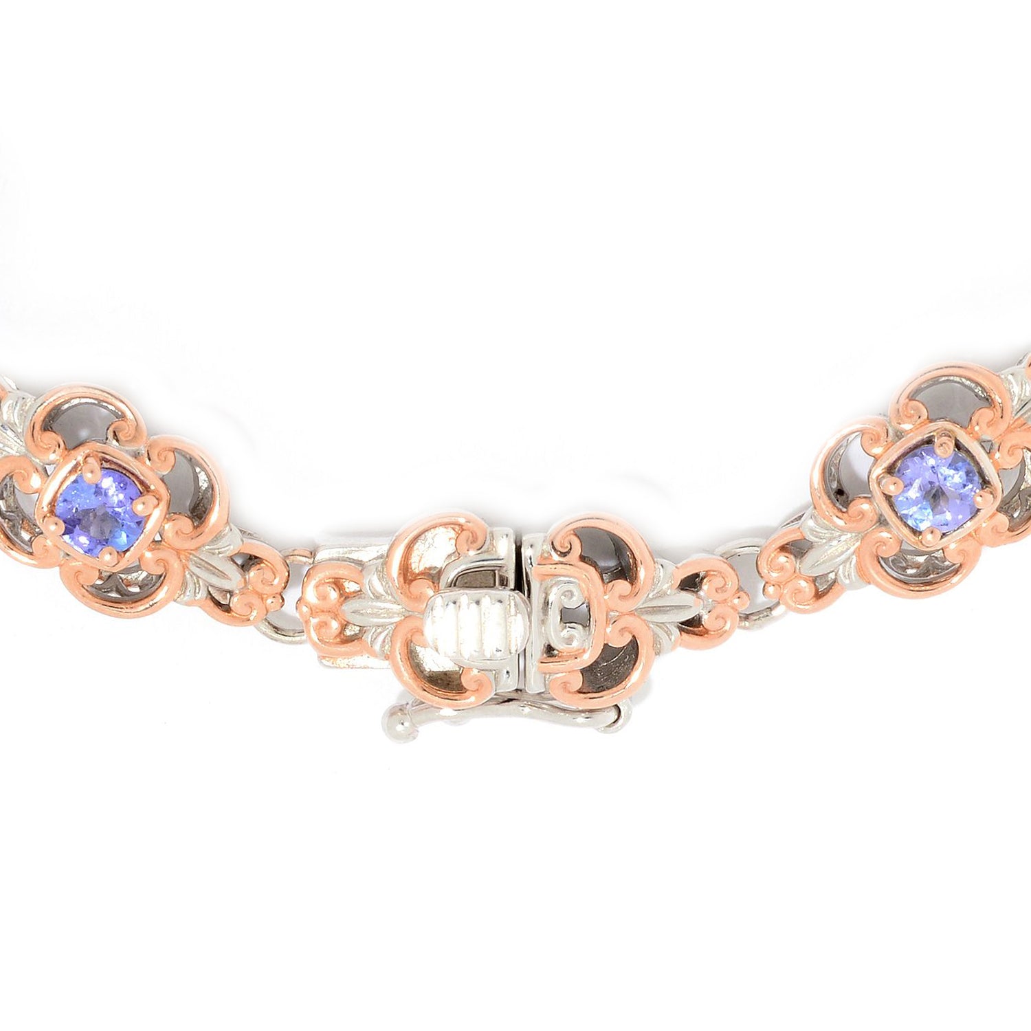 Gems en Vogue 7.08ctw Morganite White Zircon & Tanzanite Bracelet