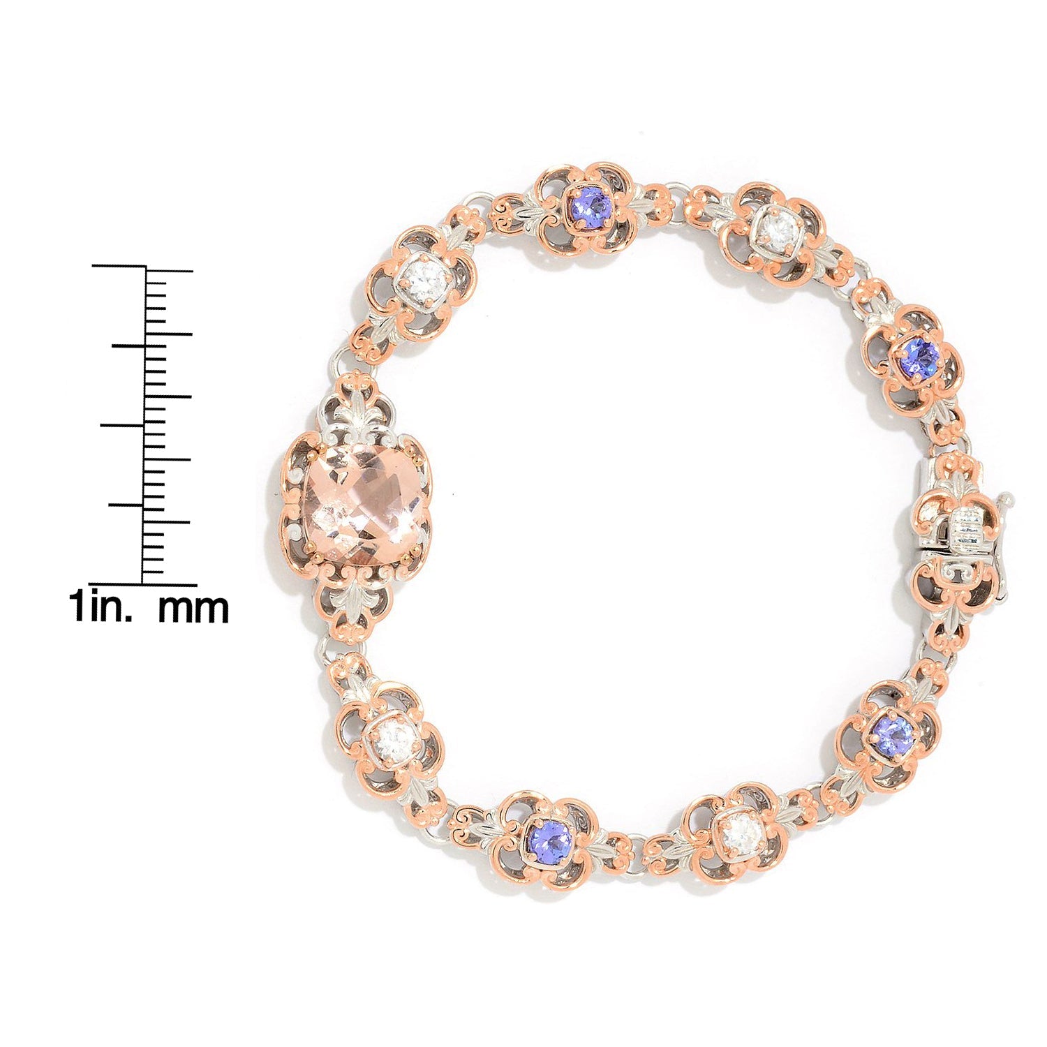 Gems en Vogue 7.08ctw Morganite White Zircon & Tanzanite Bracelet