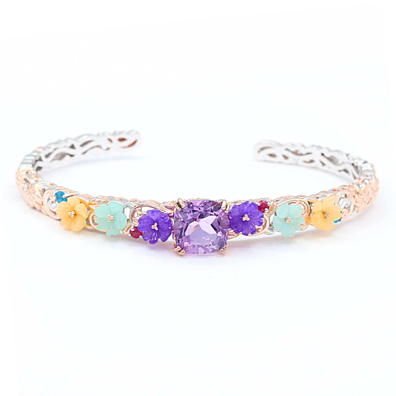 18kt gold over sterling silver - 3.06ctw multi-gemstone and Diamond bracelet on sale