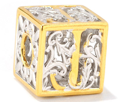 Gems en Vogue Two-tone Cube Initial Slide-on Charm