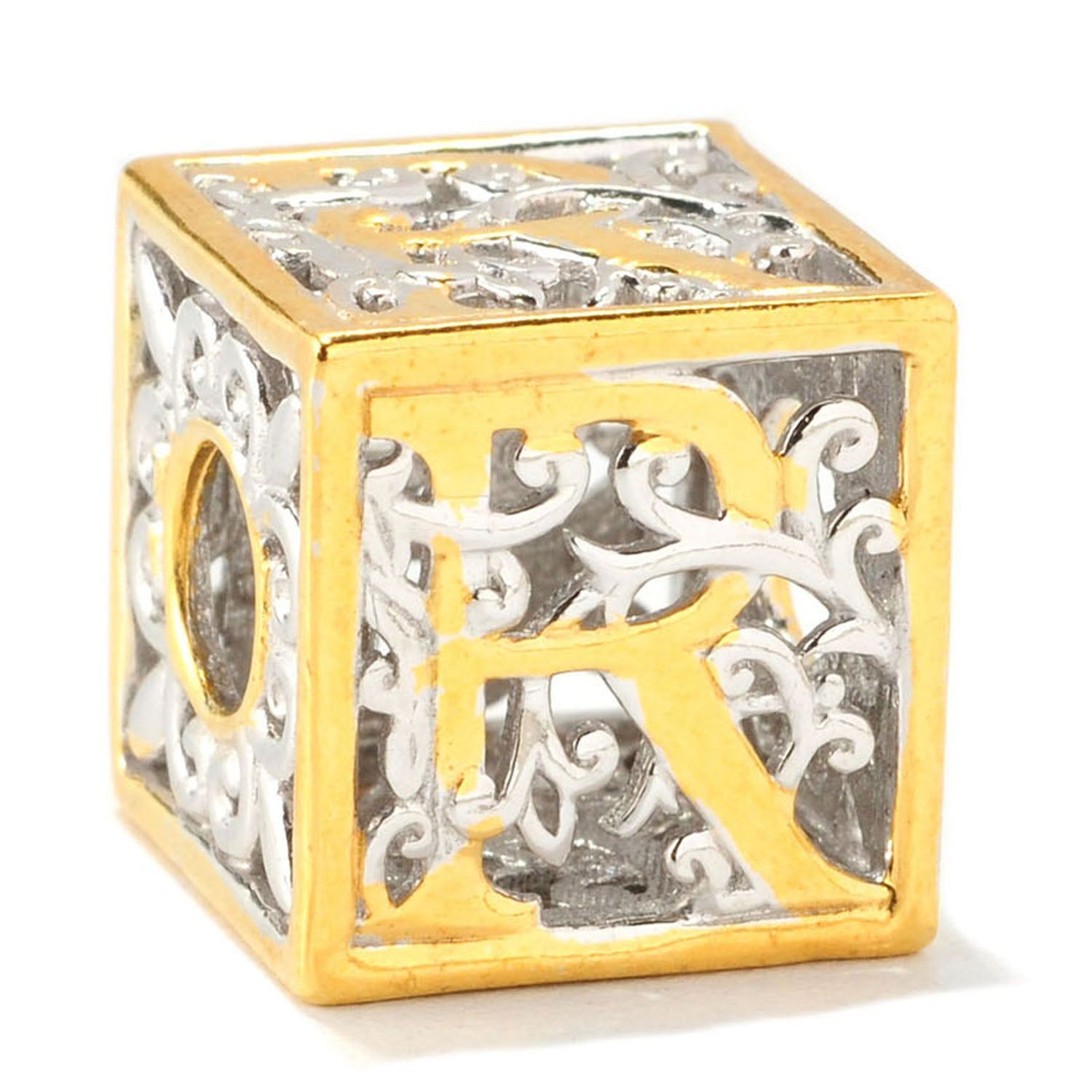 Gems en Vogue Two-tone Cube Initial Slide-on Charm