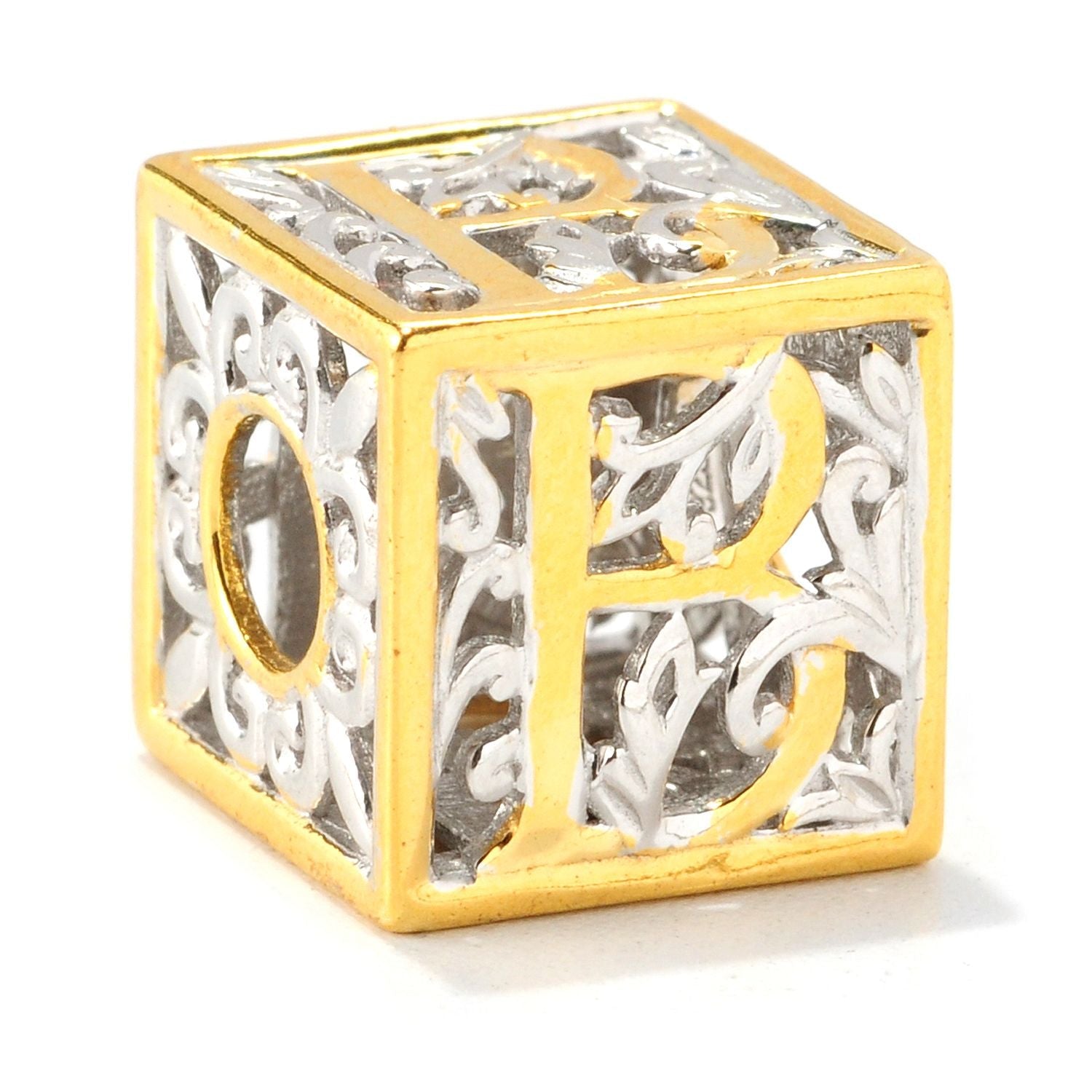 Gems en Vogue Two-tone Cube Initial Slide-on Charm