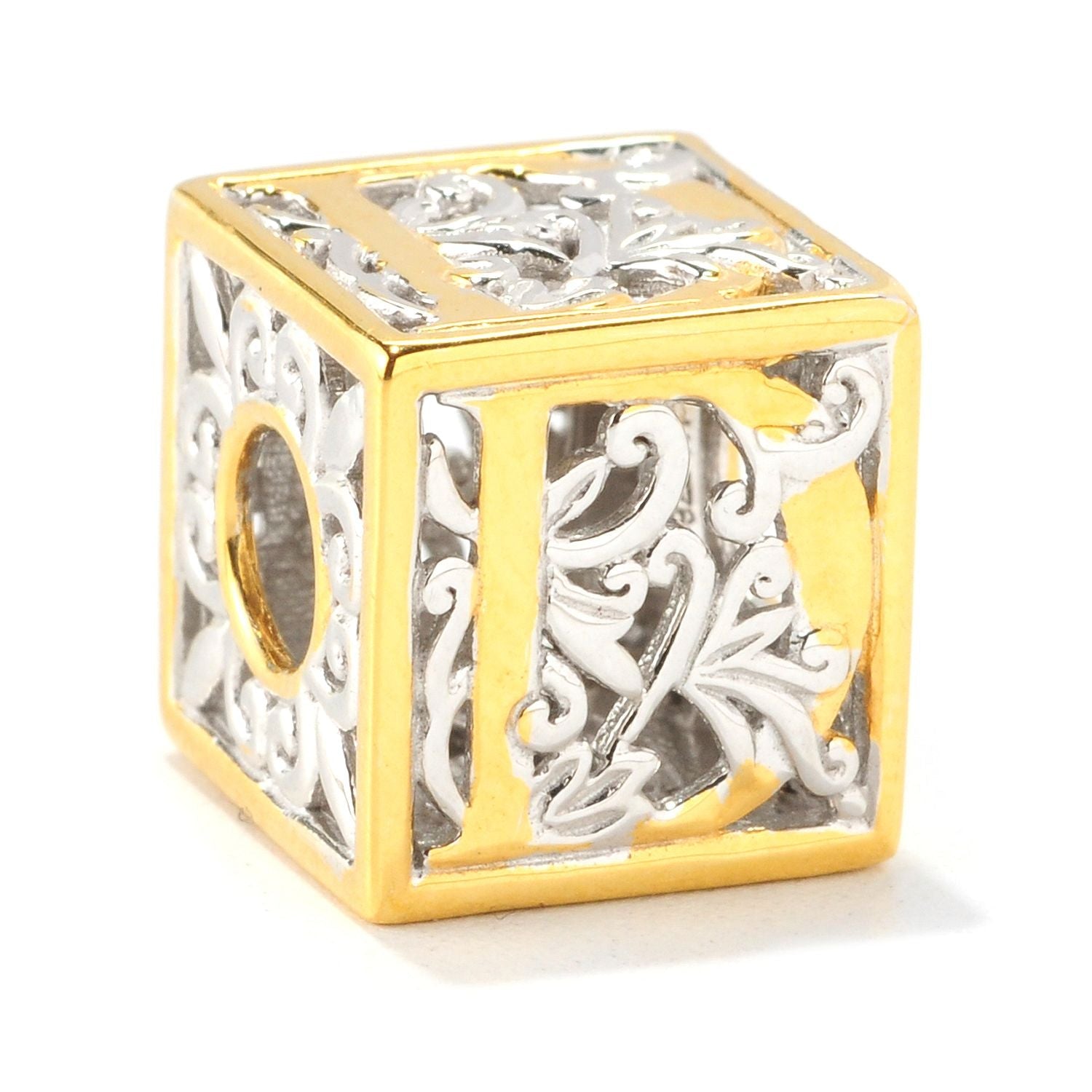 Gems en Vogue Two-tone Cube Initial Slide-on Charm