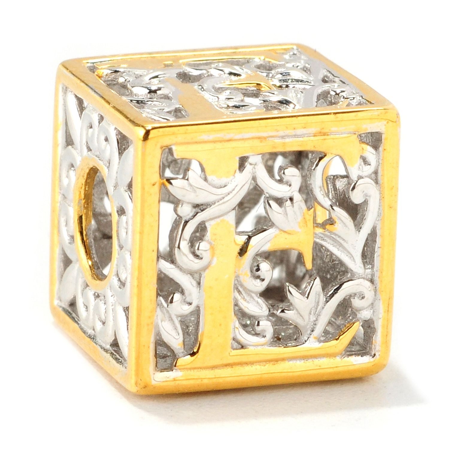 Gems en Vogue Two-tone Cube Initial Slide-on Charm