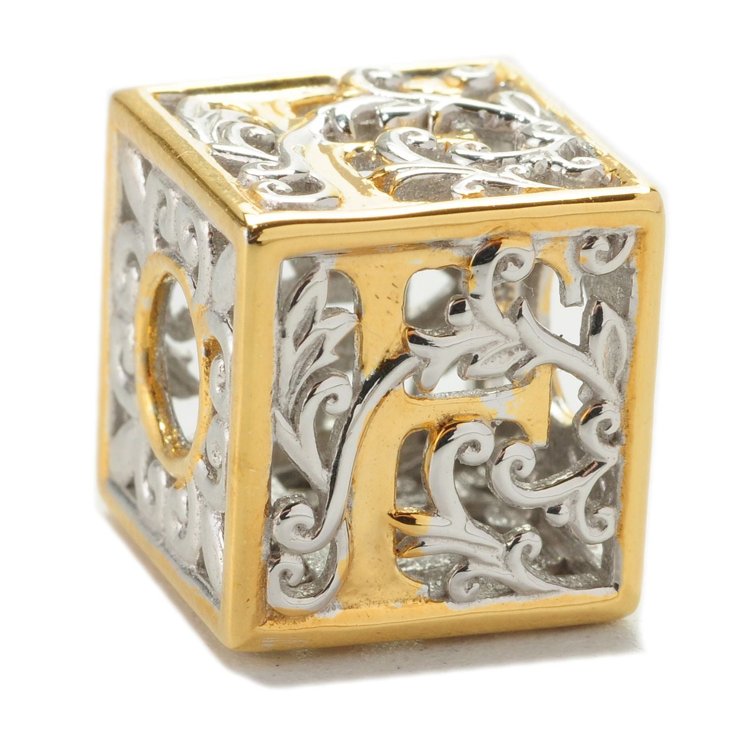 Gems en Vogue Two-tone Cube Initial Slide-on Charm