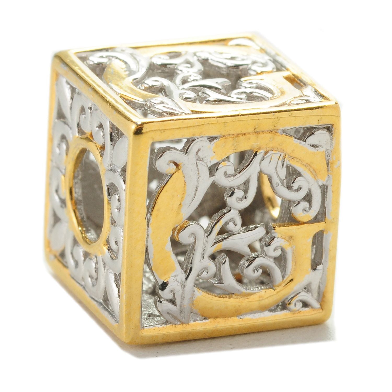 Gems en Vogue Two-tone Cube Initial Slide-on Charm
