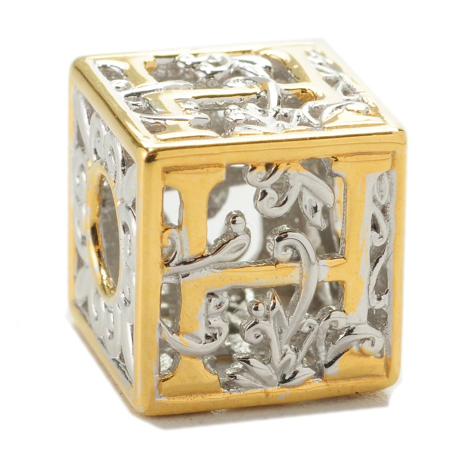 Gems en Vogue Two-tone Cube Initial Slide-on Charm