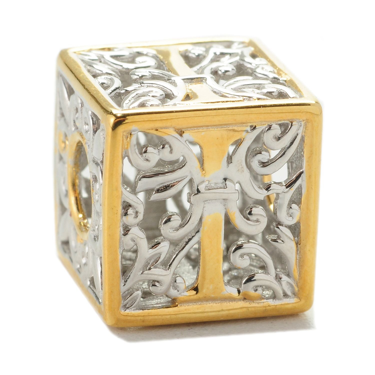 Gems en Vogue Two-tone Cube Initial Slide-on Charm