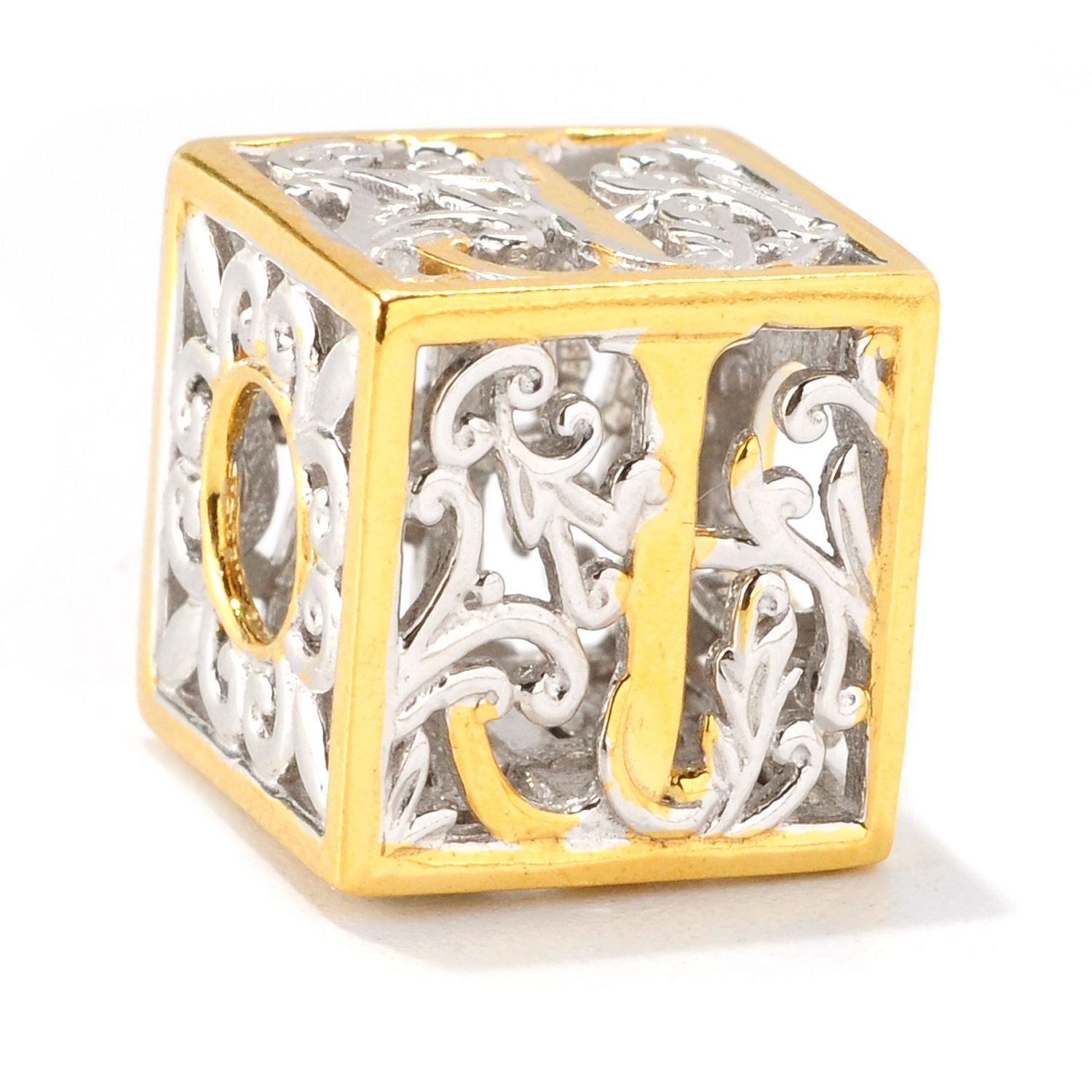 Gems en Vogue Two-tone Cube Initial Slide-on Charm