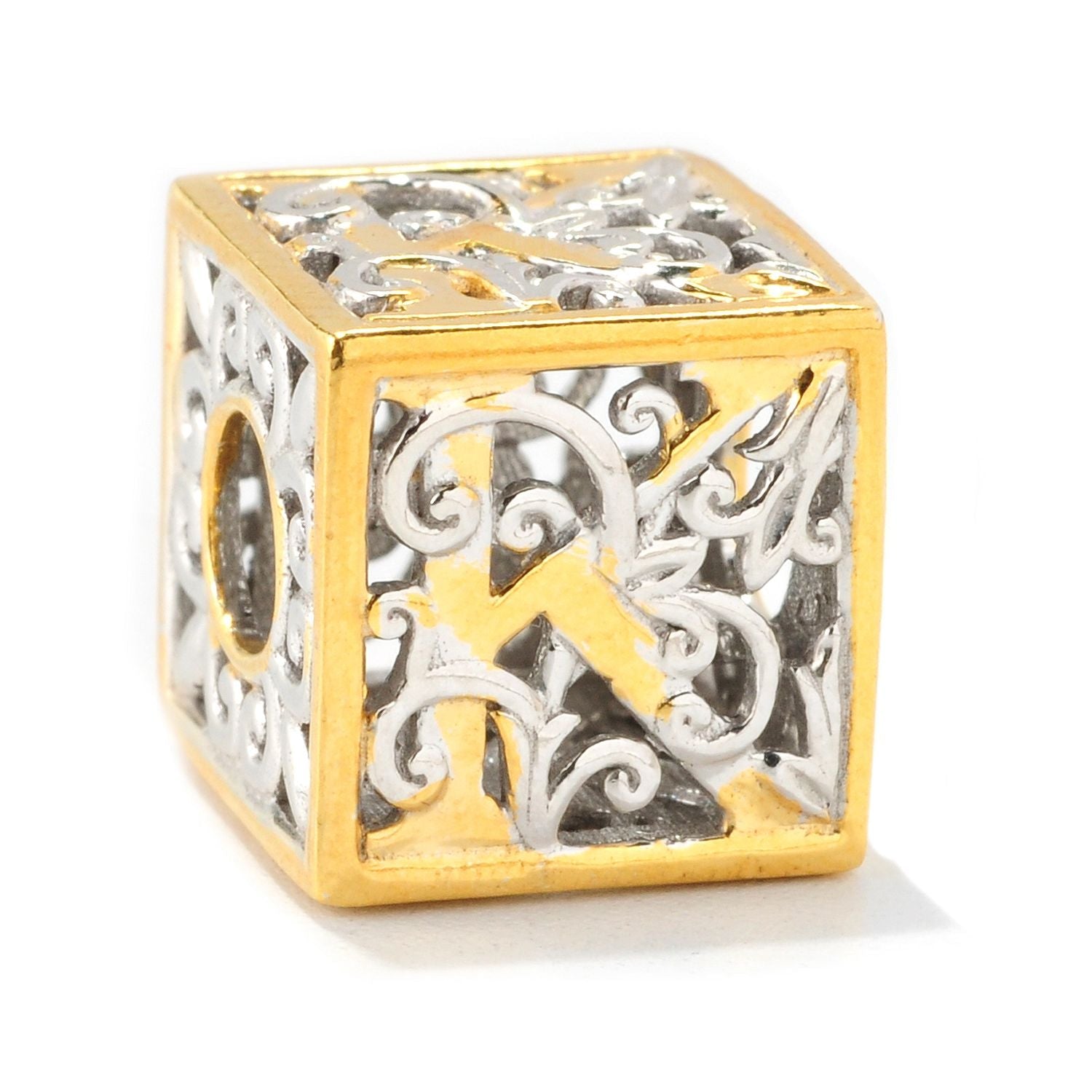Gems en Vogue Two-tone Cube Initial Slide-on Charm