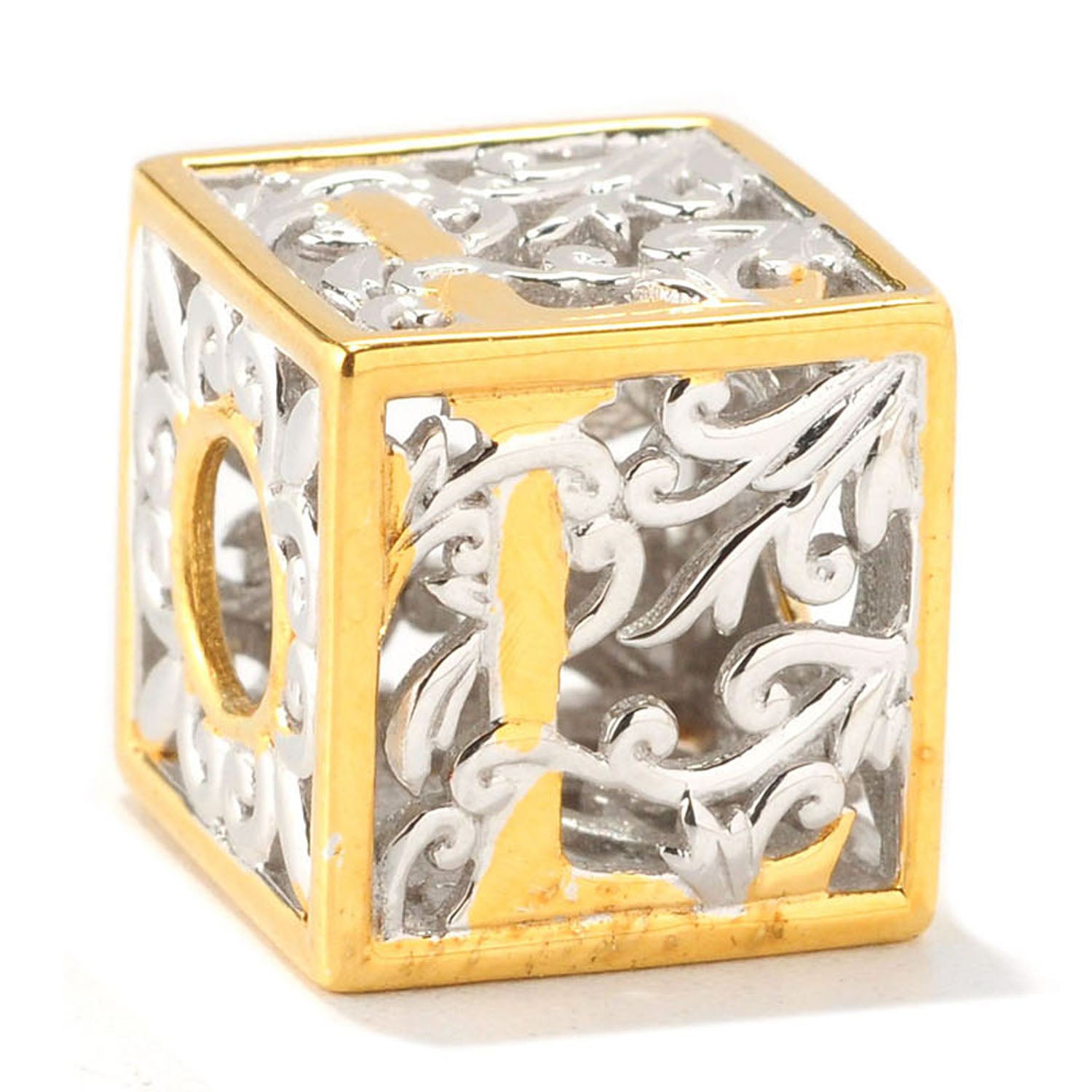 Gems en Vogue Two-tone Cube Initial Slide-on Charm