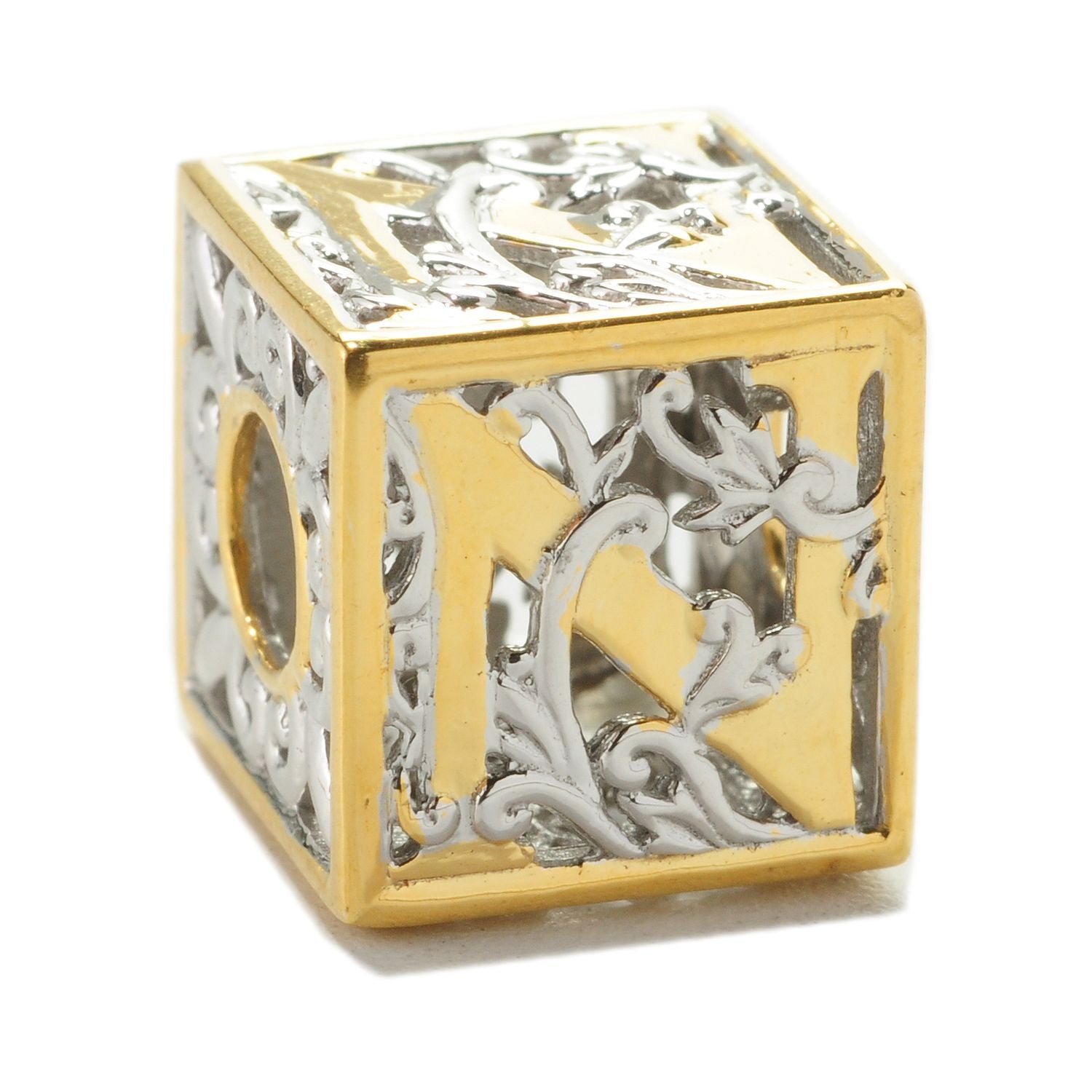 Gems en Vogue Two-tone Cube Initial Slide-on Charm
