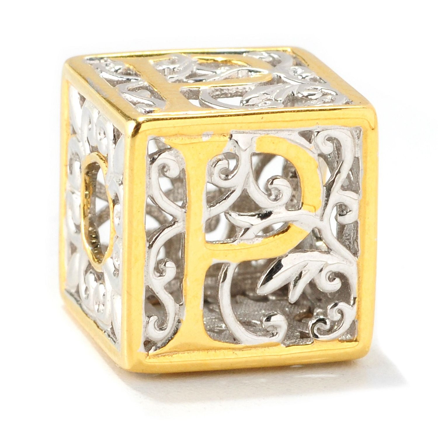 Gems en Vogue Two-tone Cube Initial Slide-on Charm