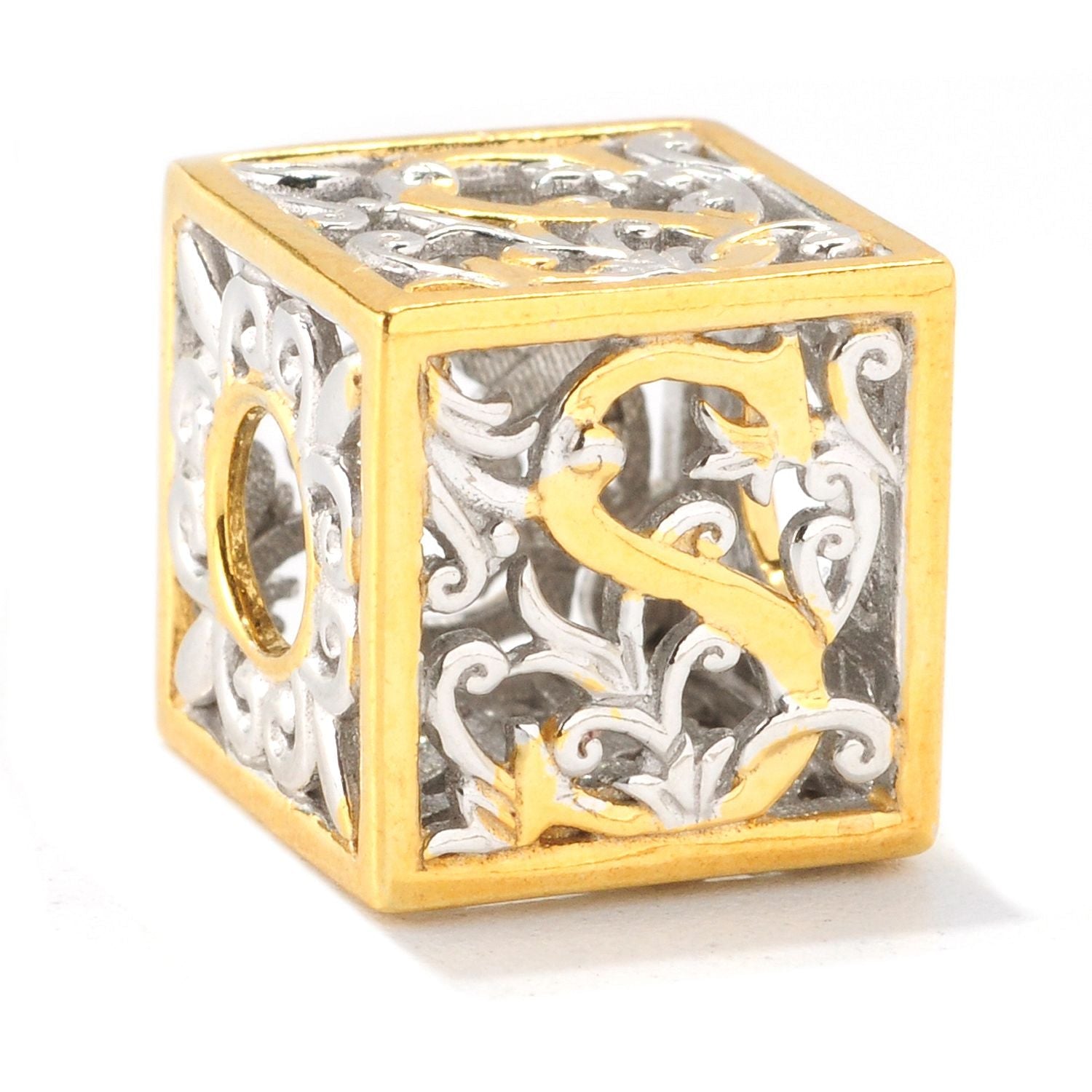 Gems en Vogue Two-tone Cube Initial Slide-on Charm
