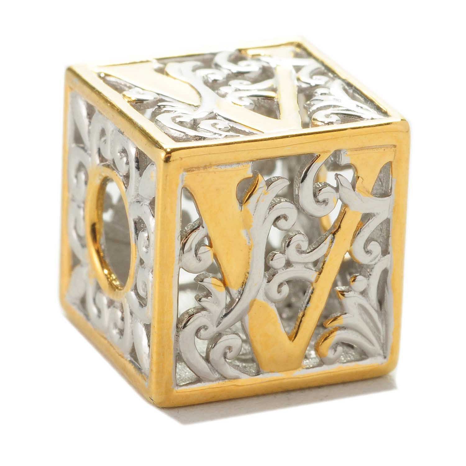 Gems en Vogue Two-tone Cube Initial Slide-on Charm