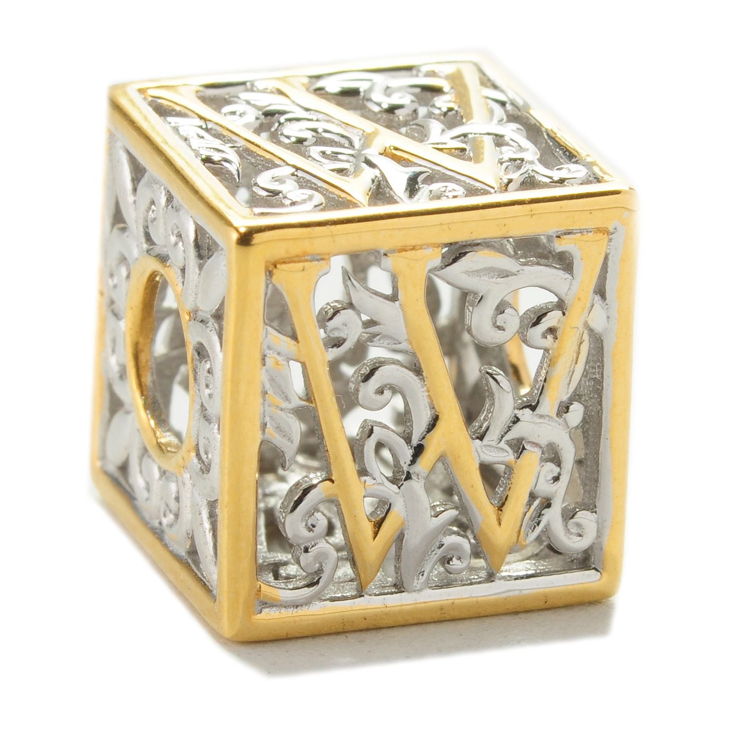 Gems en Vogue Two-tone Cube Initial Slide-on Charm