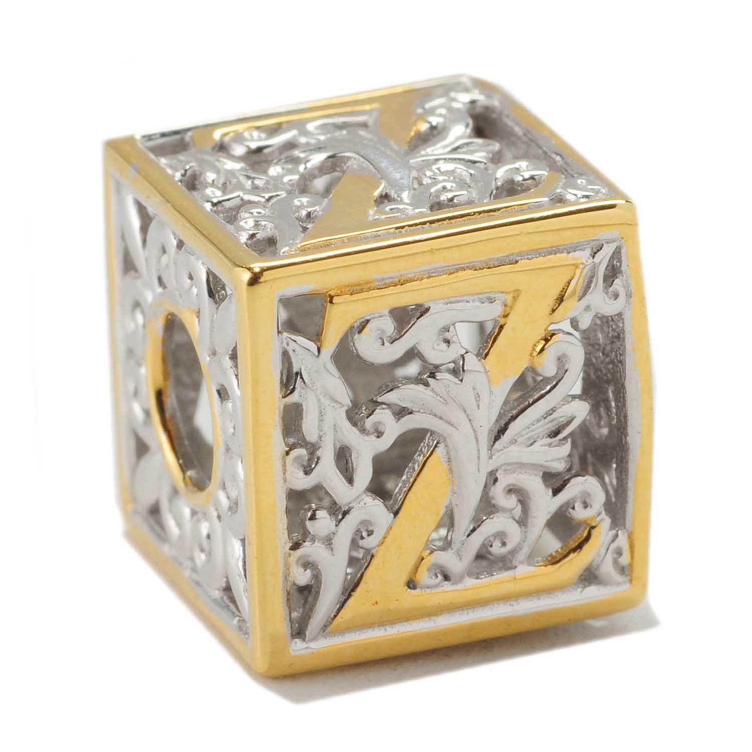 Gems en Vogue Two-tone Cube Initial Slide-on Charm