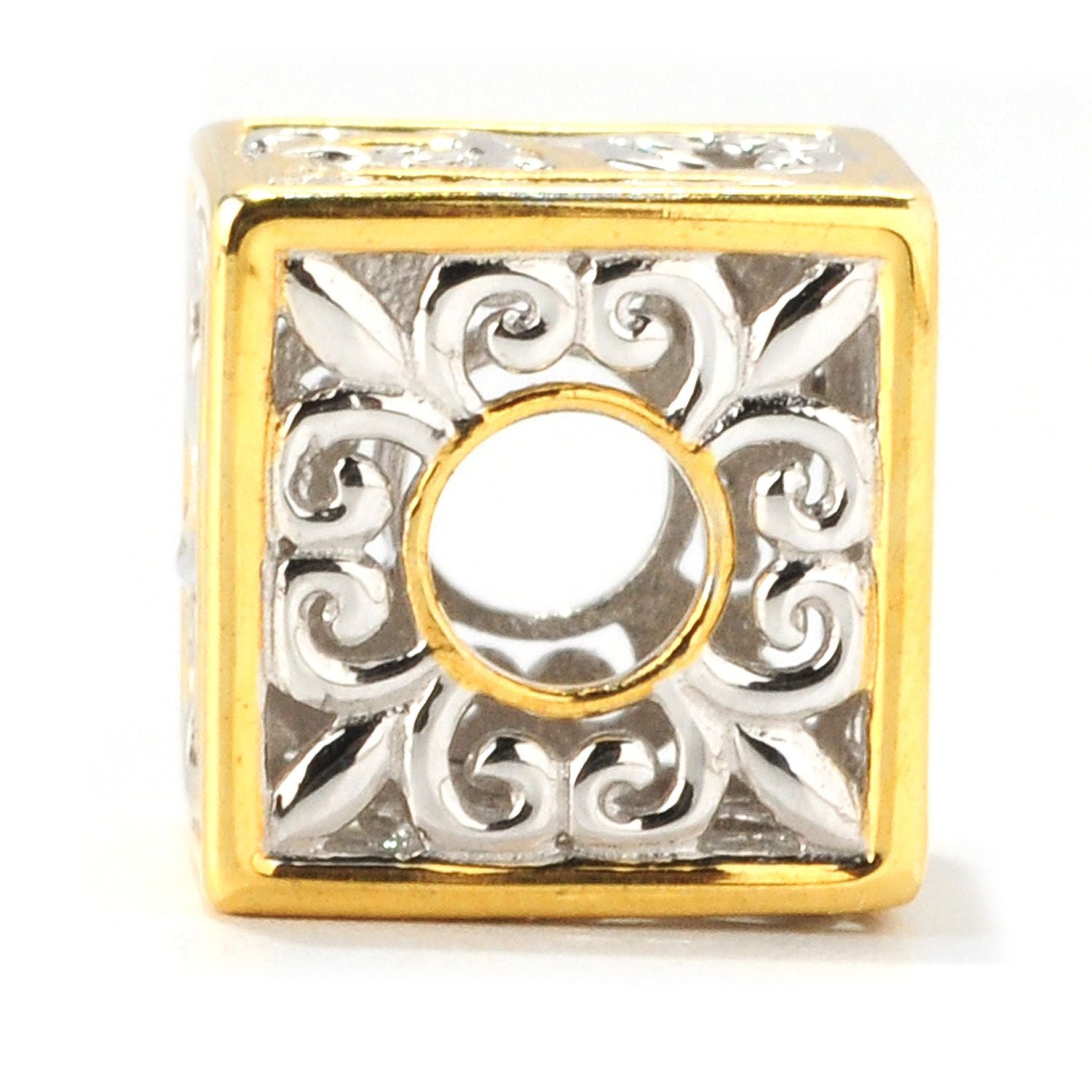 Gems en Vogue Two-tone Cube Initial Slide-on Charm