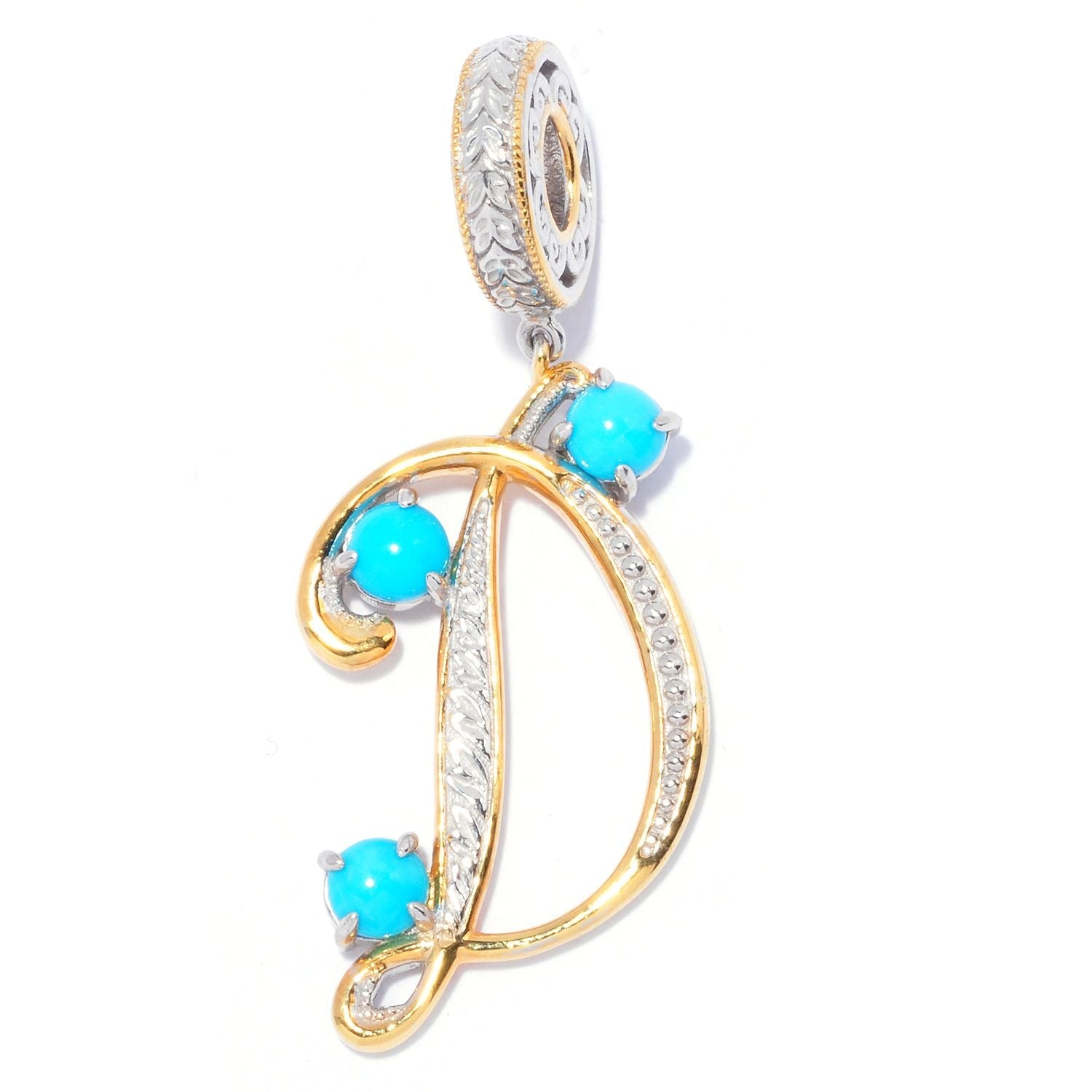 Gems en Vogue 0.81ctw Sleeping Beauty Turquoise Choice of Initial Charm