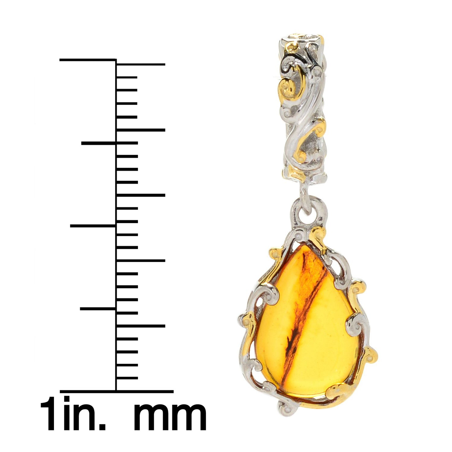 Gems en Vogue Baltic Amber Drop Charm Pendant (Includes Chain)
