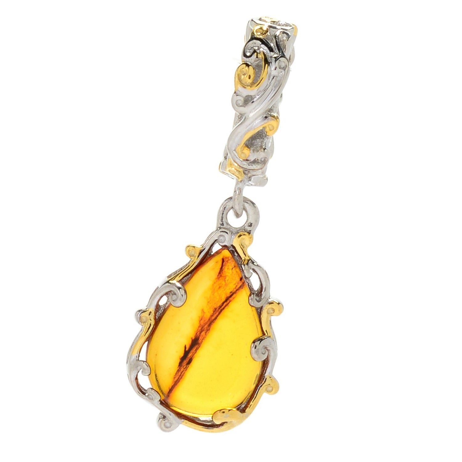 Gems en Vogue Baltic Amber Drop Charm Pendant (Includes Chain)