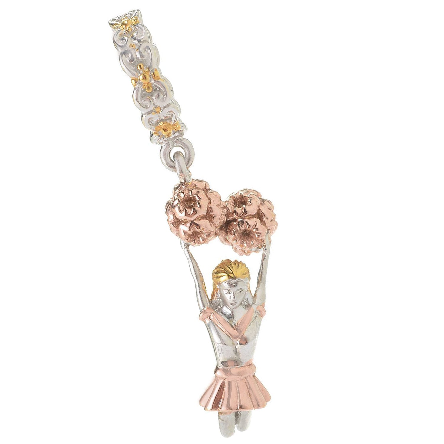 Gems en Vogue Tri-Color Cheerleader Drop Charm Pendant (Includes Chain)
