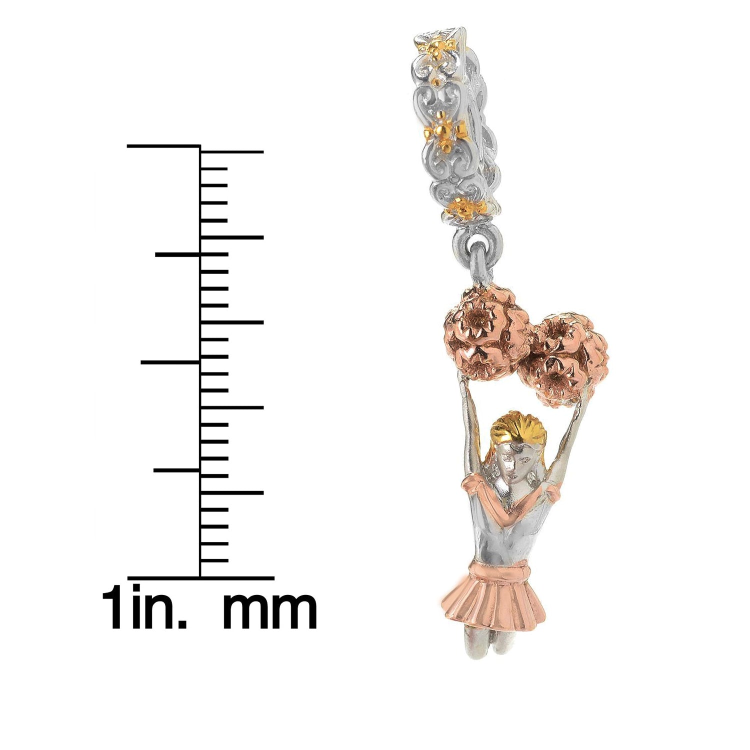 Gems en Vogue Tri-Color Cheerleader Drop Charm Pendant (Includes Chain)