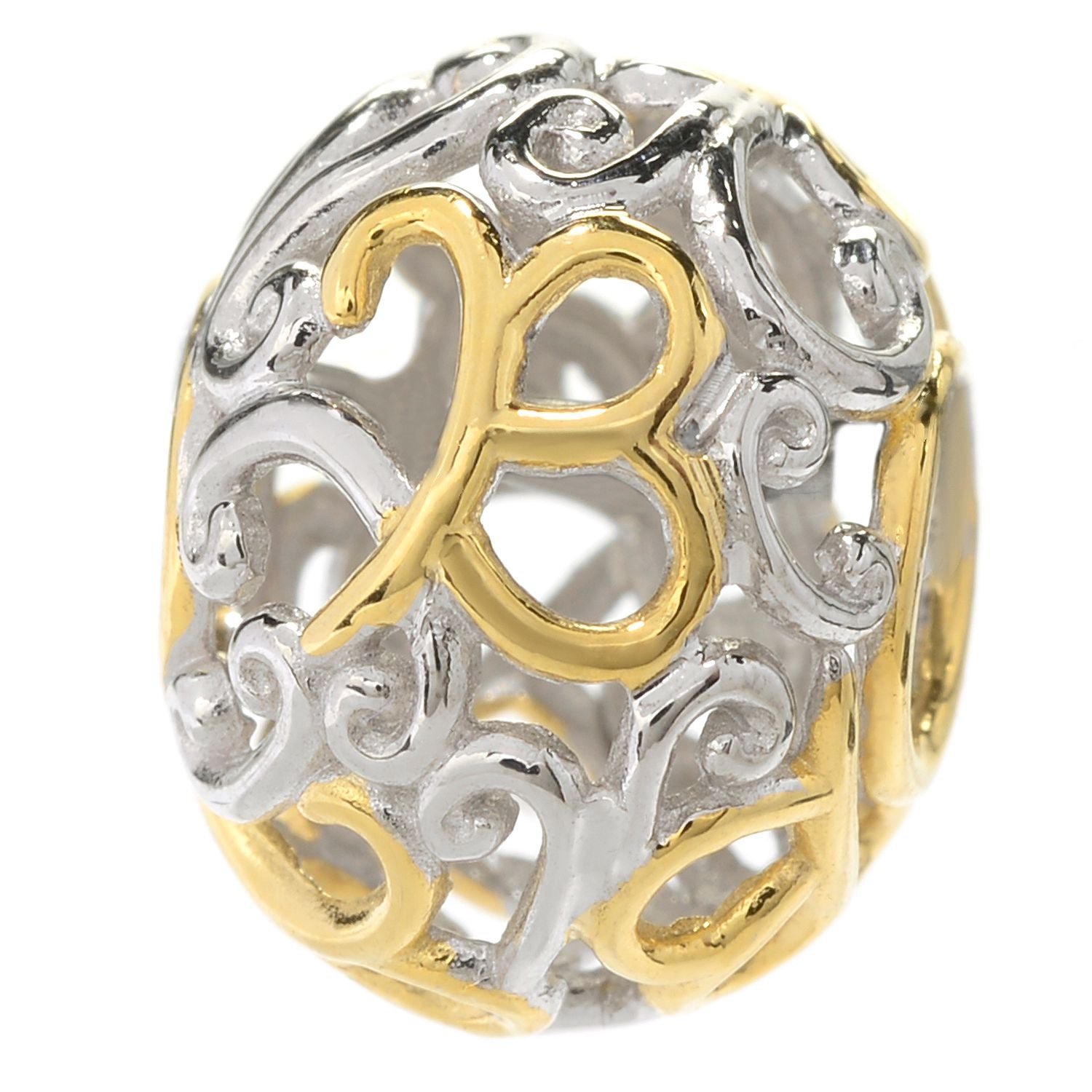 Gems en Vogue Two-tone Script Initial Slide-on Charm