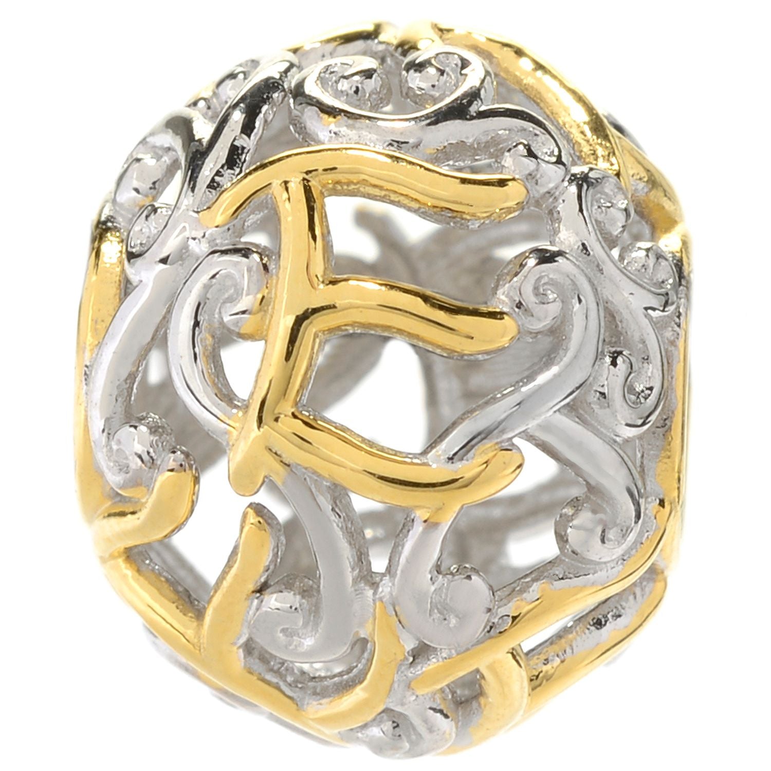 Gems en Vogue Two-tone Script Initial Slide-on Charm