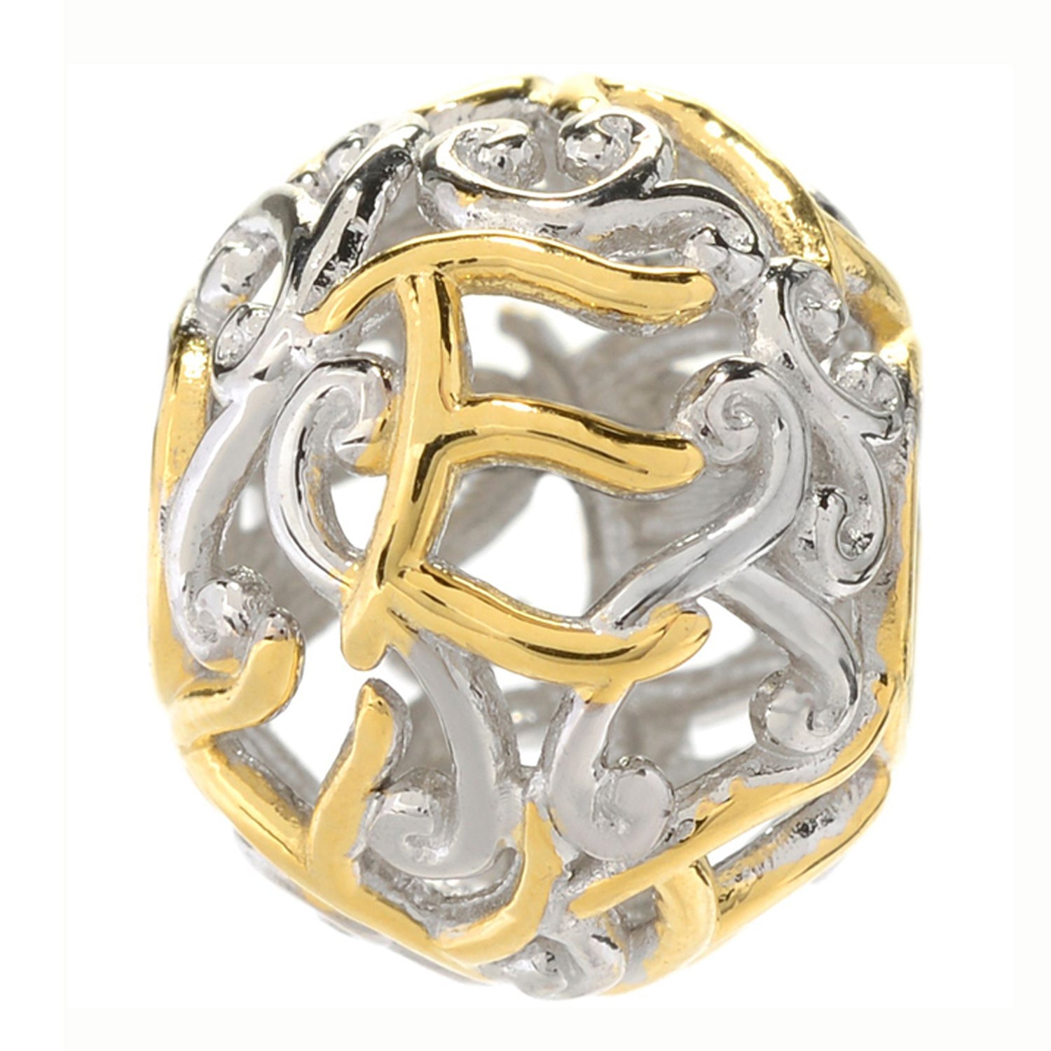 Gems en Vogue Two-tone Script Initial Slide-on Charm