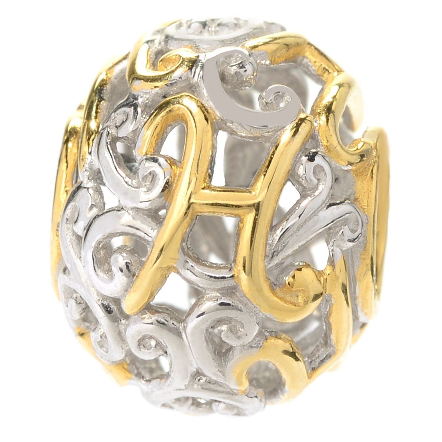 Gems en Vogue Two-tone Script Initial Slide-on Charm