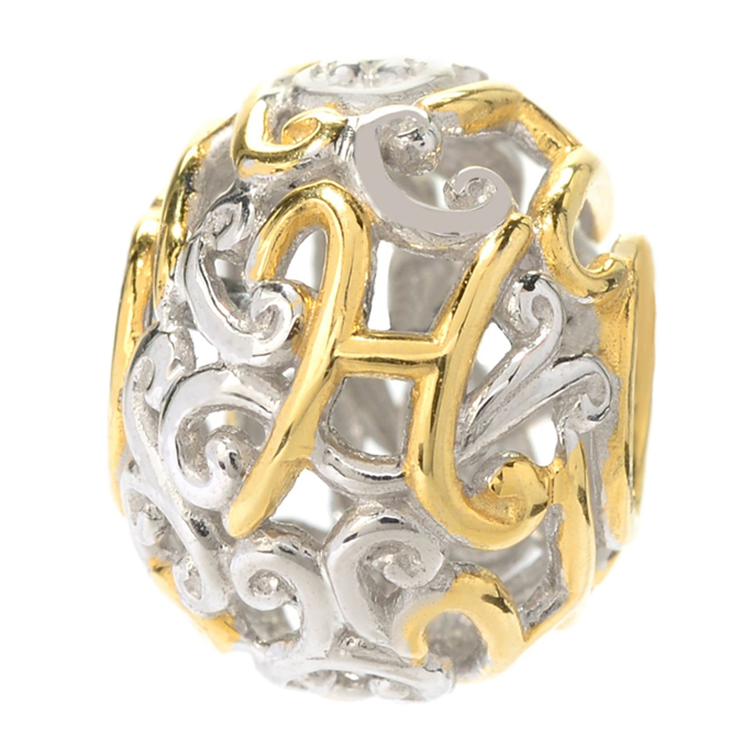 Gems en Vogue Two-tone Script Initial Slide-on Charm