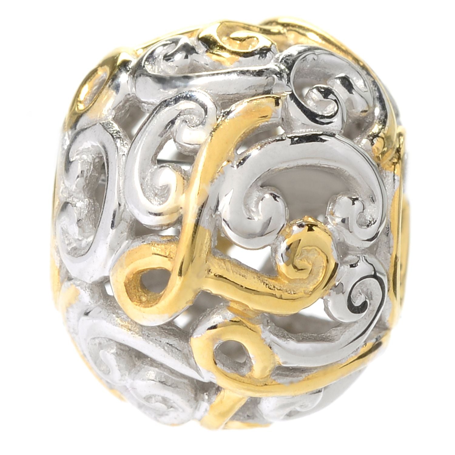 Gems en Vogue Two-tone Script Initial Slide-on Charm