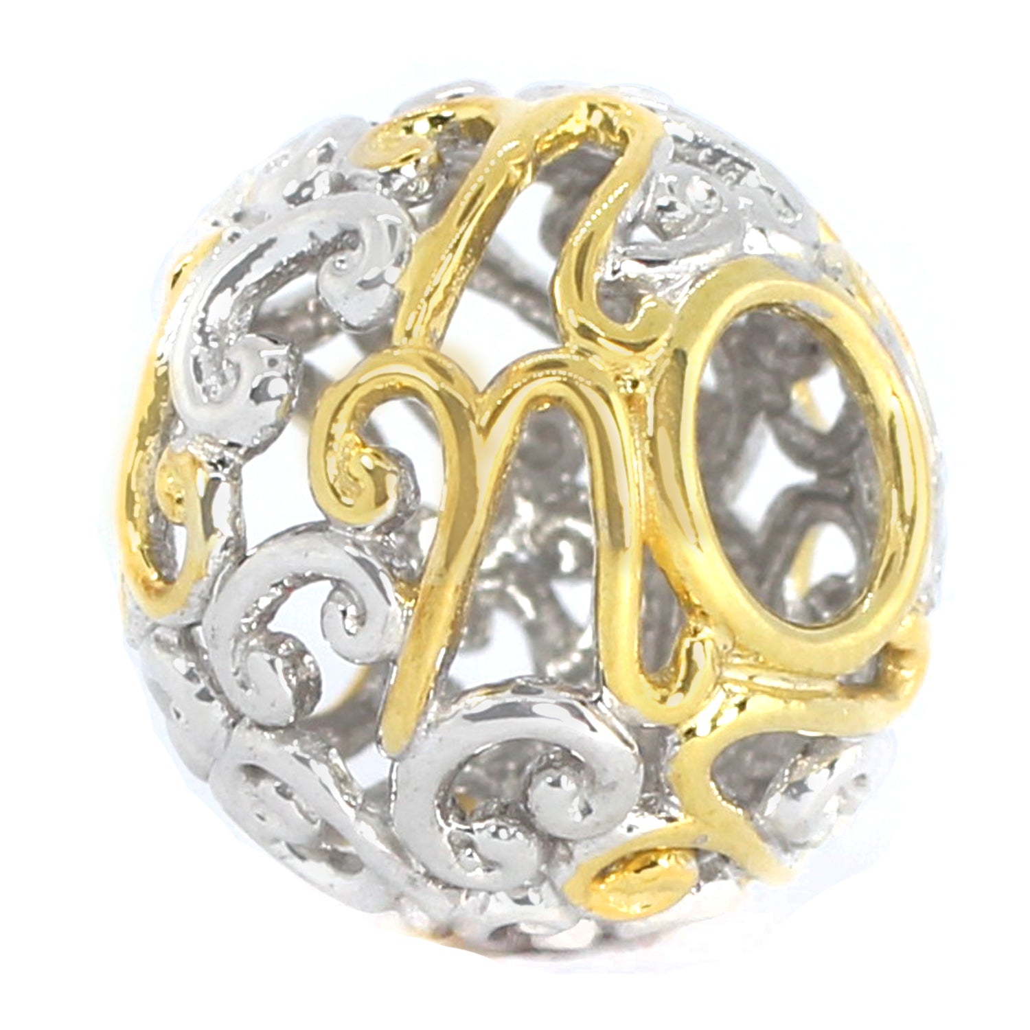 Gems en Vogue Two-tone Script Initial Slide-on Charm