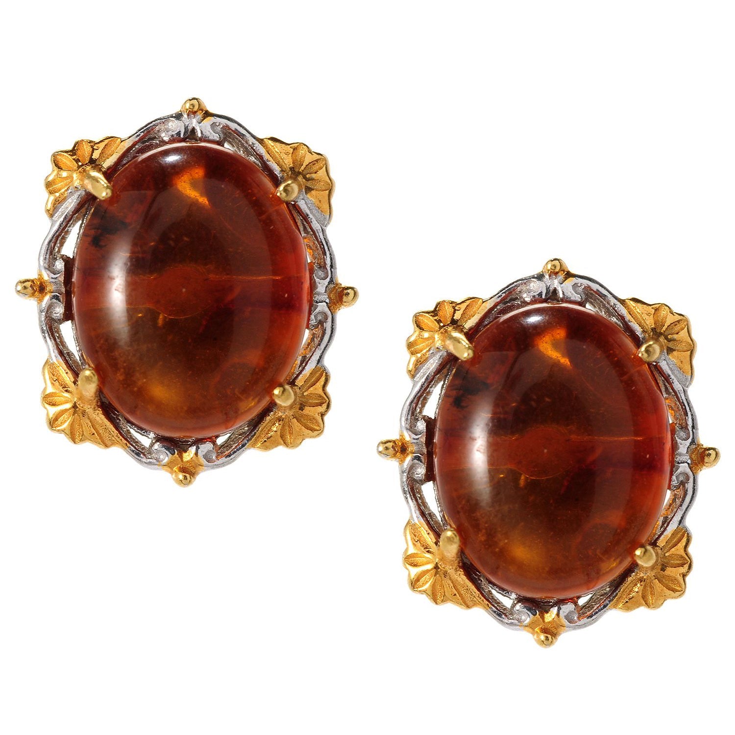 Gems en Vogue Oval Gemstone Button Earrings