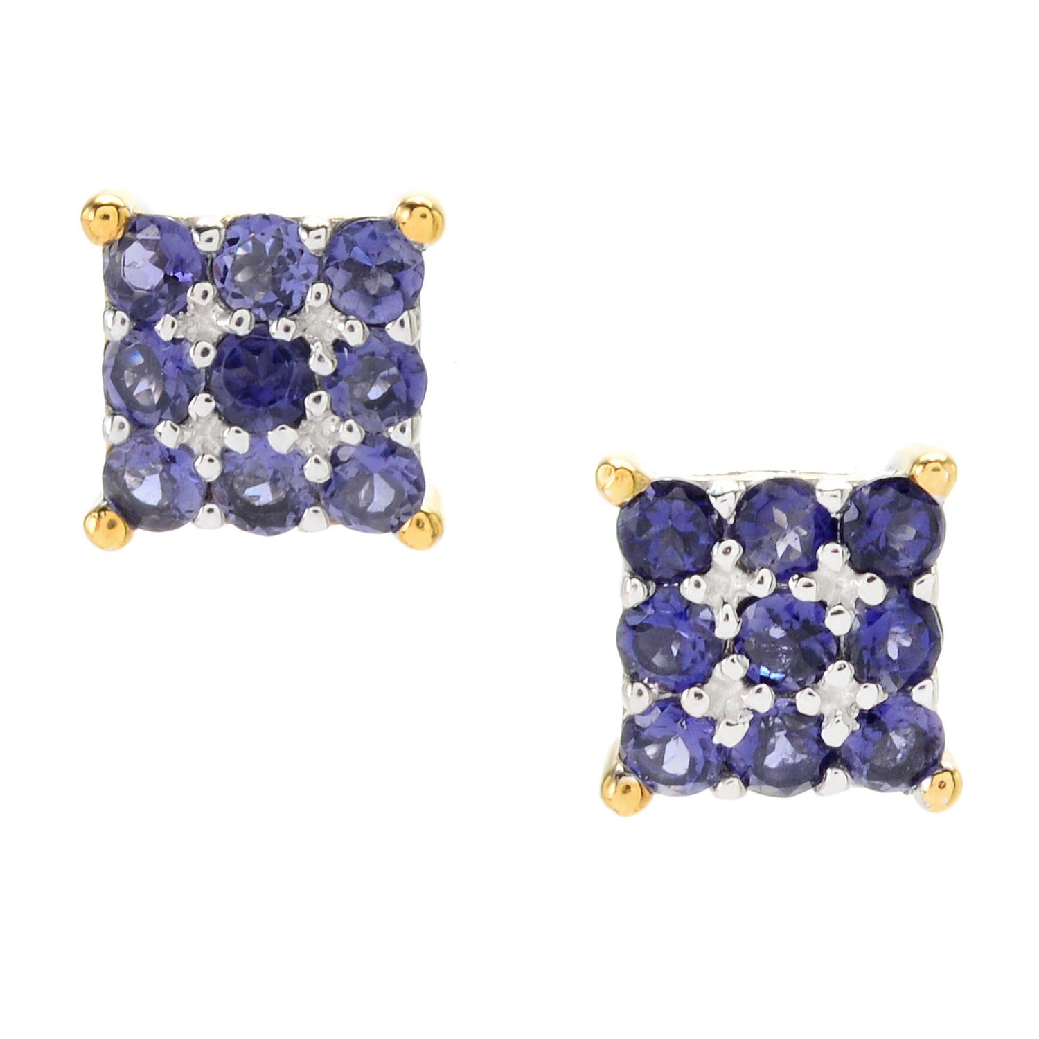 Gems en Vogue Square Gemstone Cluster Stud Earrings