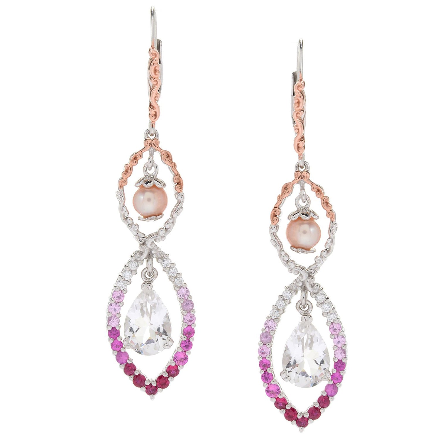 Gems en Vogue Freshwater Cultured Pearl & Multi Gem Earrings