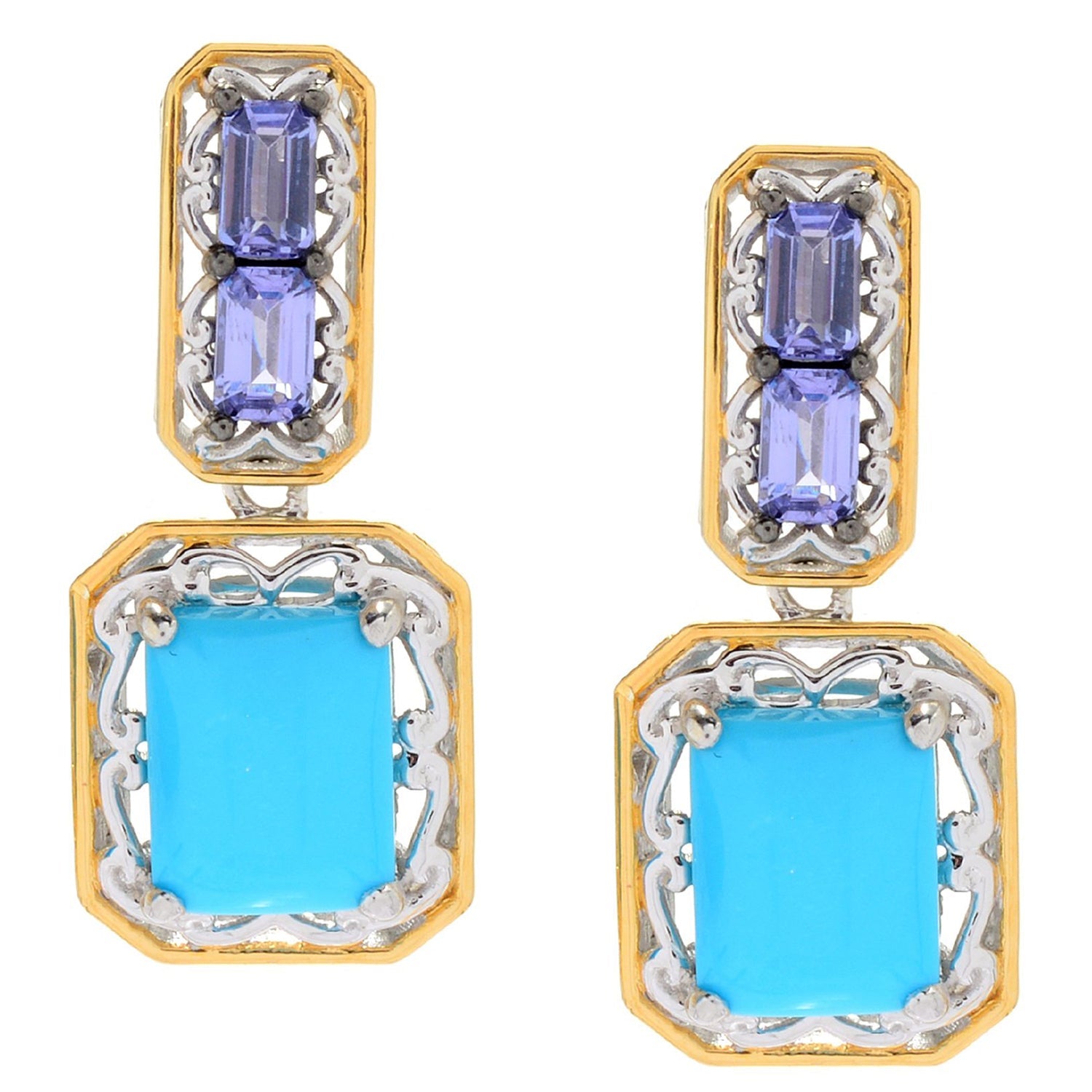 Gems en Vogue Sleeping Beauty Turquoise Front/Back Earrings