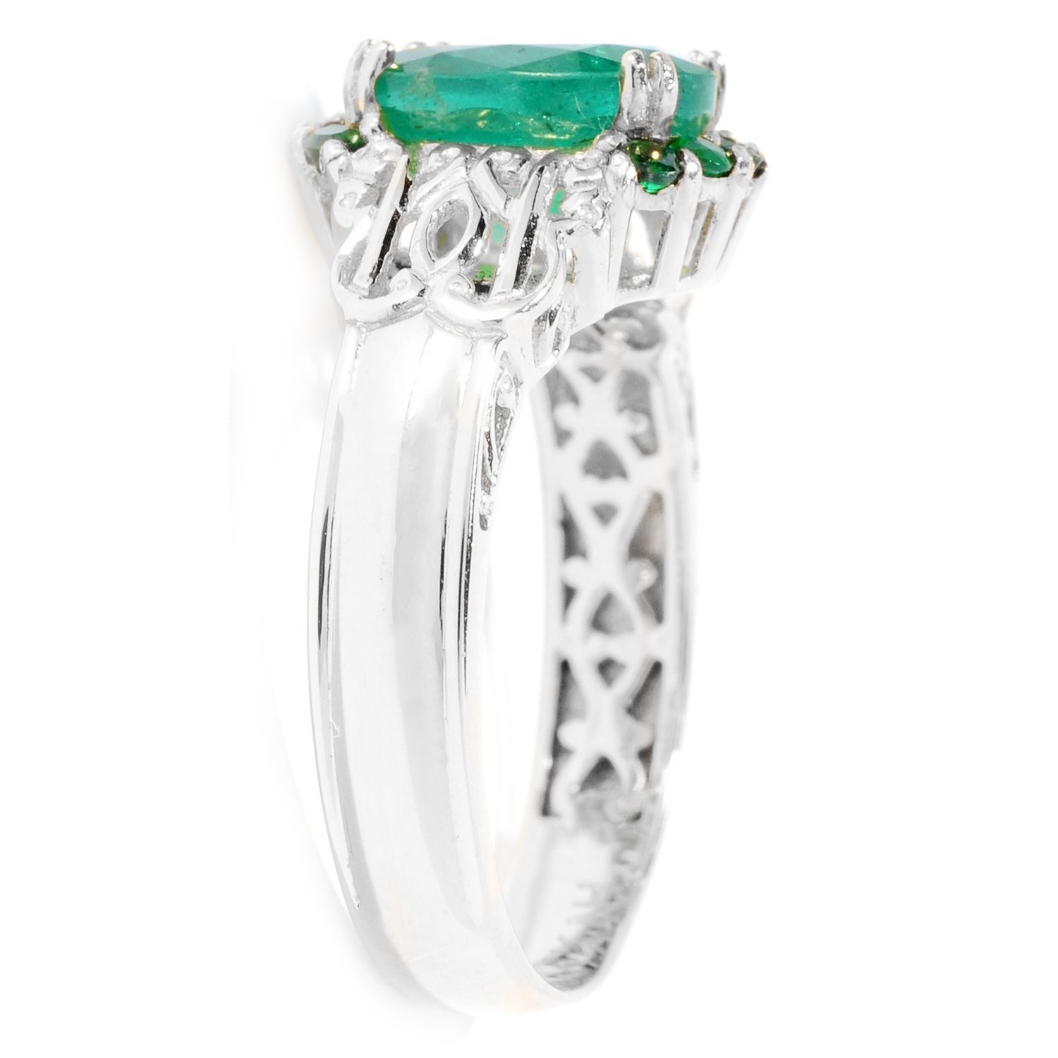 Gems en Vogue 14K White Gold 1.72ctw Grizzly Emerald Ring