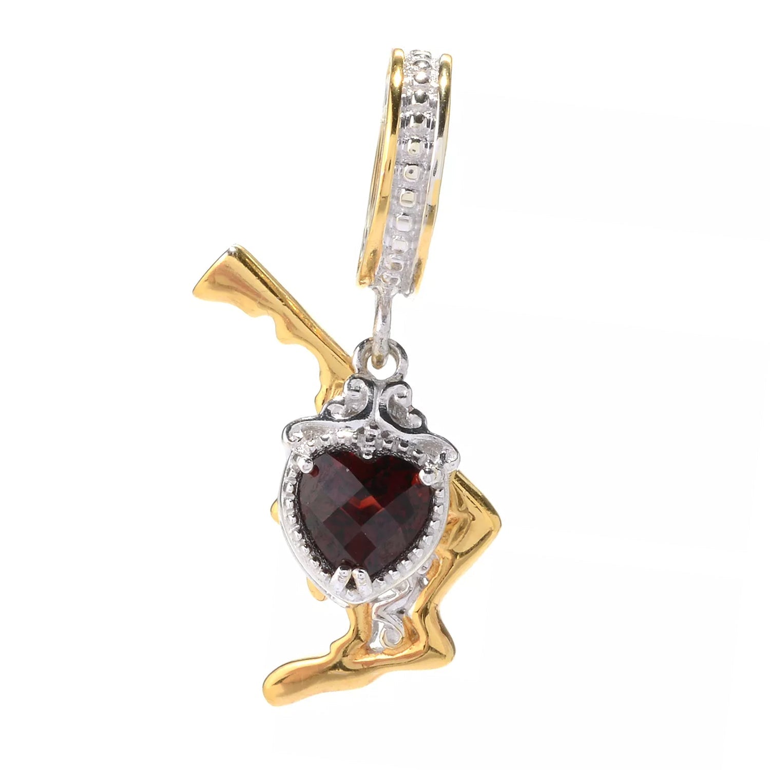 Gems en Vogue 1.0ctw Garnet Heart & United States Drop Charm