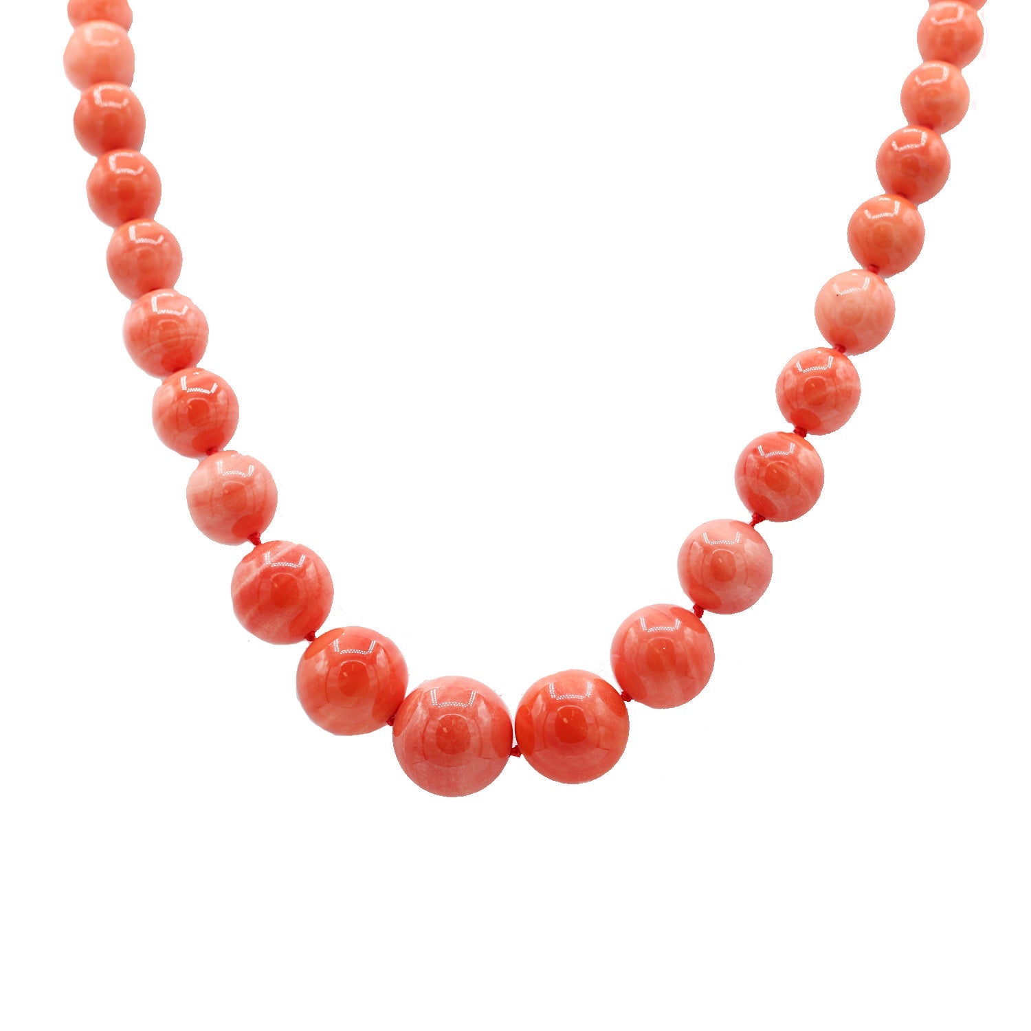 Gems en Vogue Salmon Coral Graduated Bead Toggle Necklace