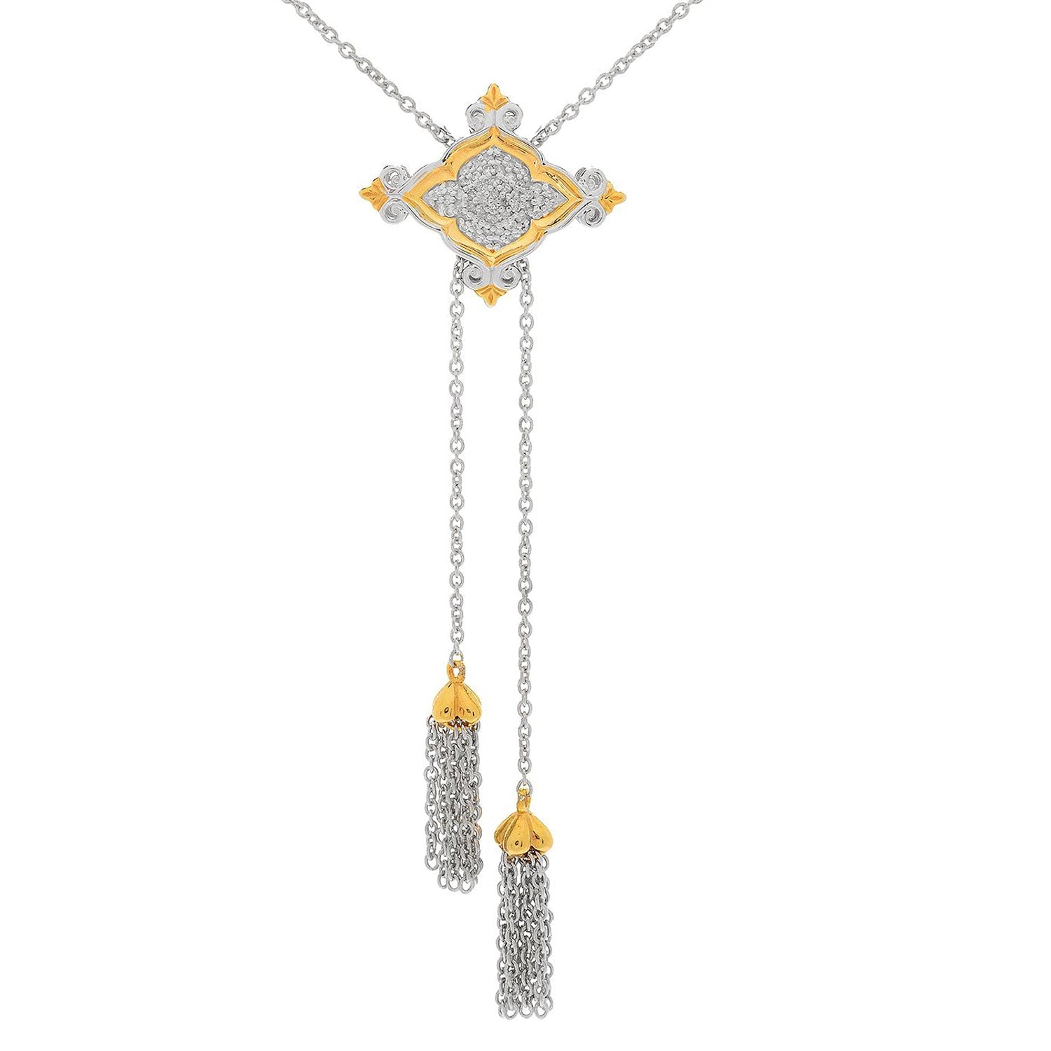 Gems en Vogue 0.31ctw Diamond Cluster Adjustable Bolo Necklace